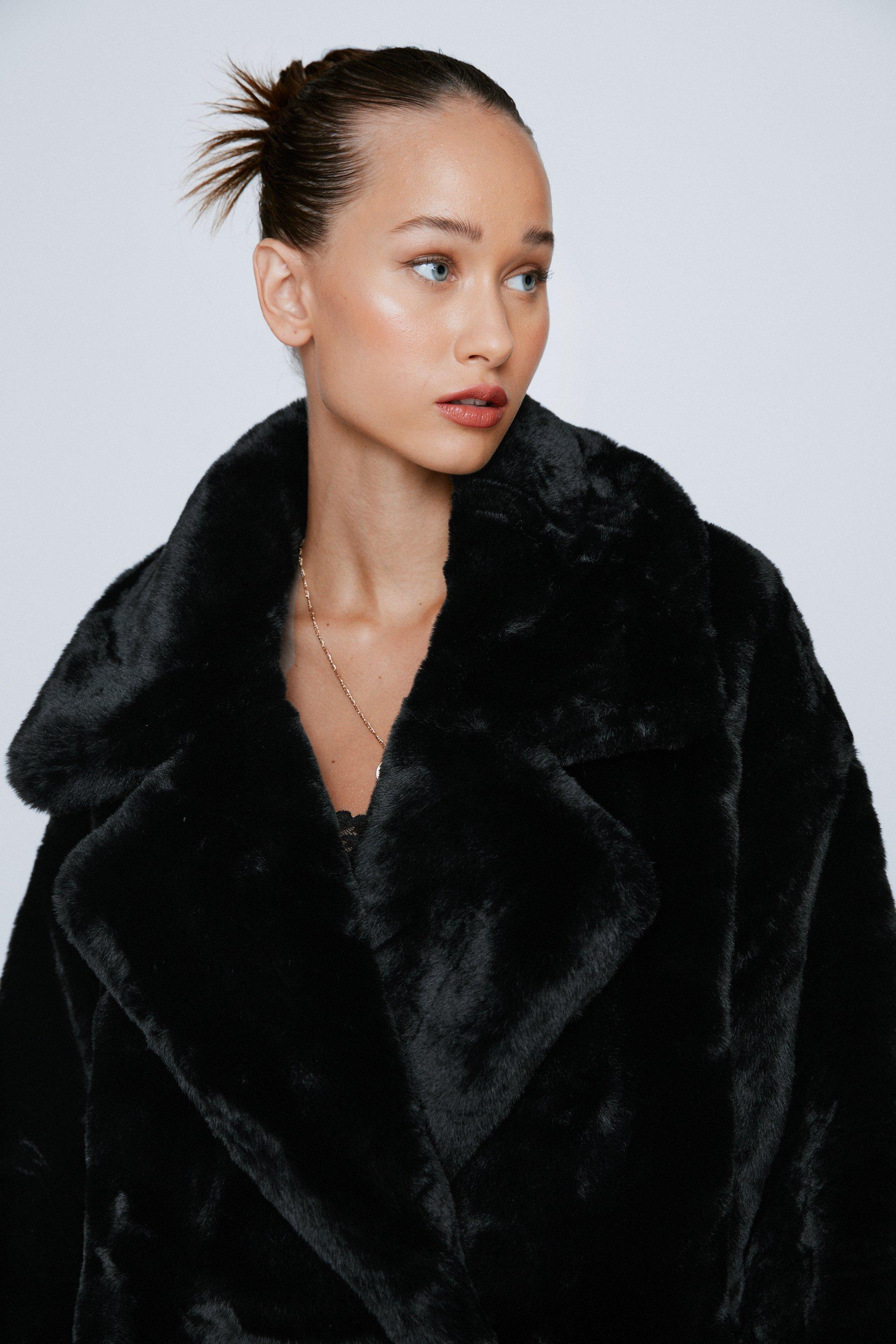 Petite Faux Fur Long Coat