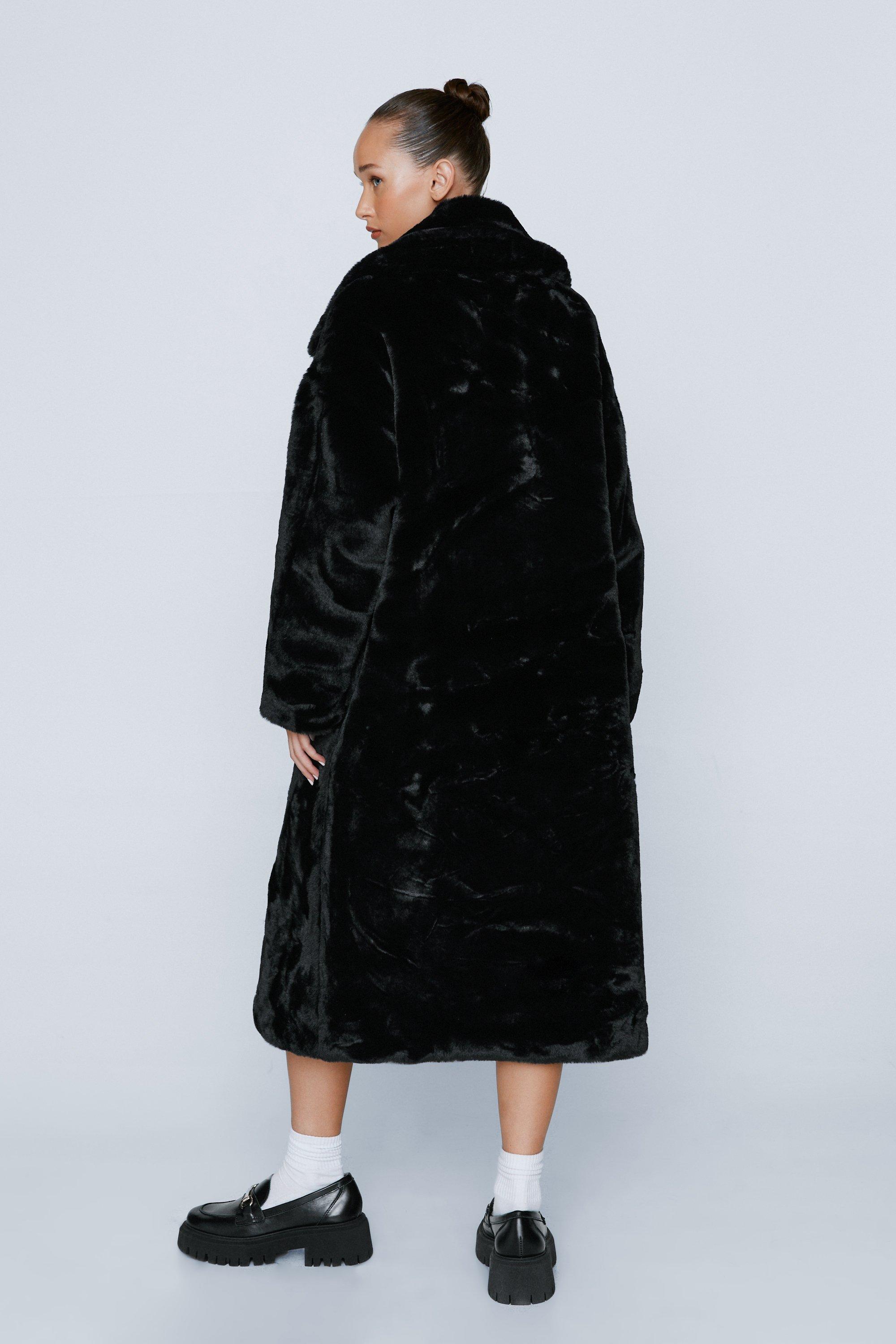 petite longline faux fur coat