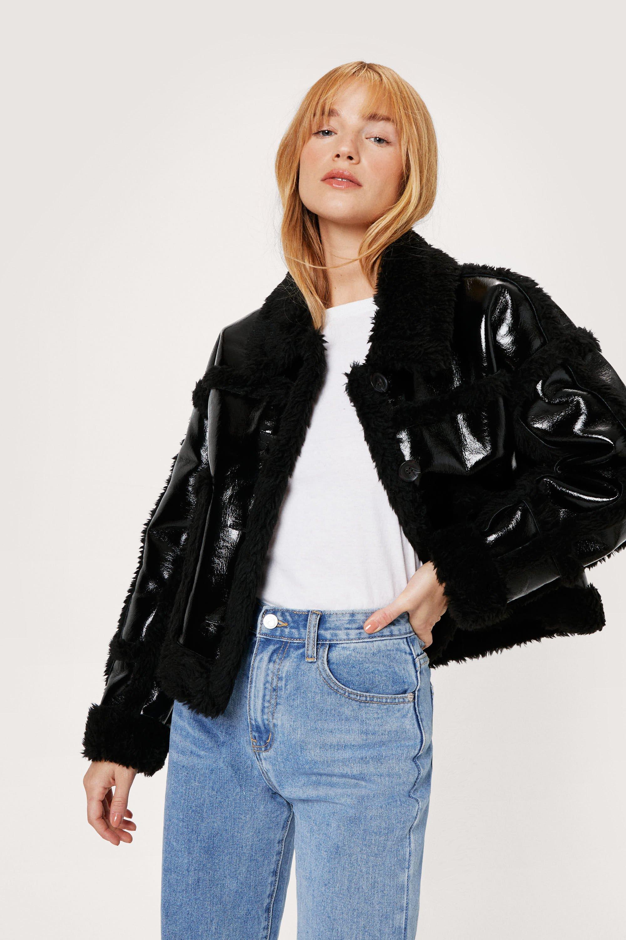 faux fur aviator jacket