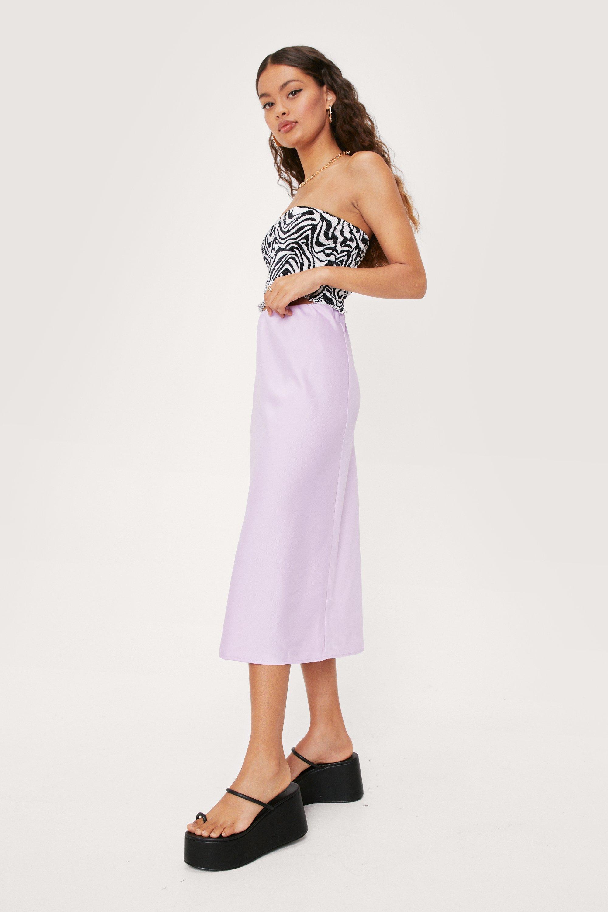 Petite satin bias cut midi clearance skirt