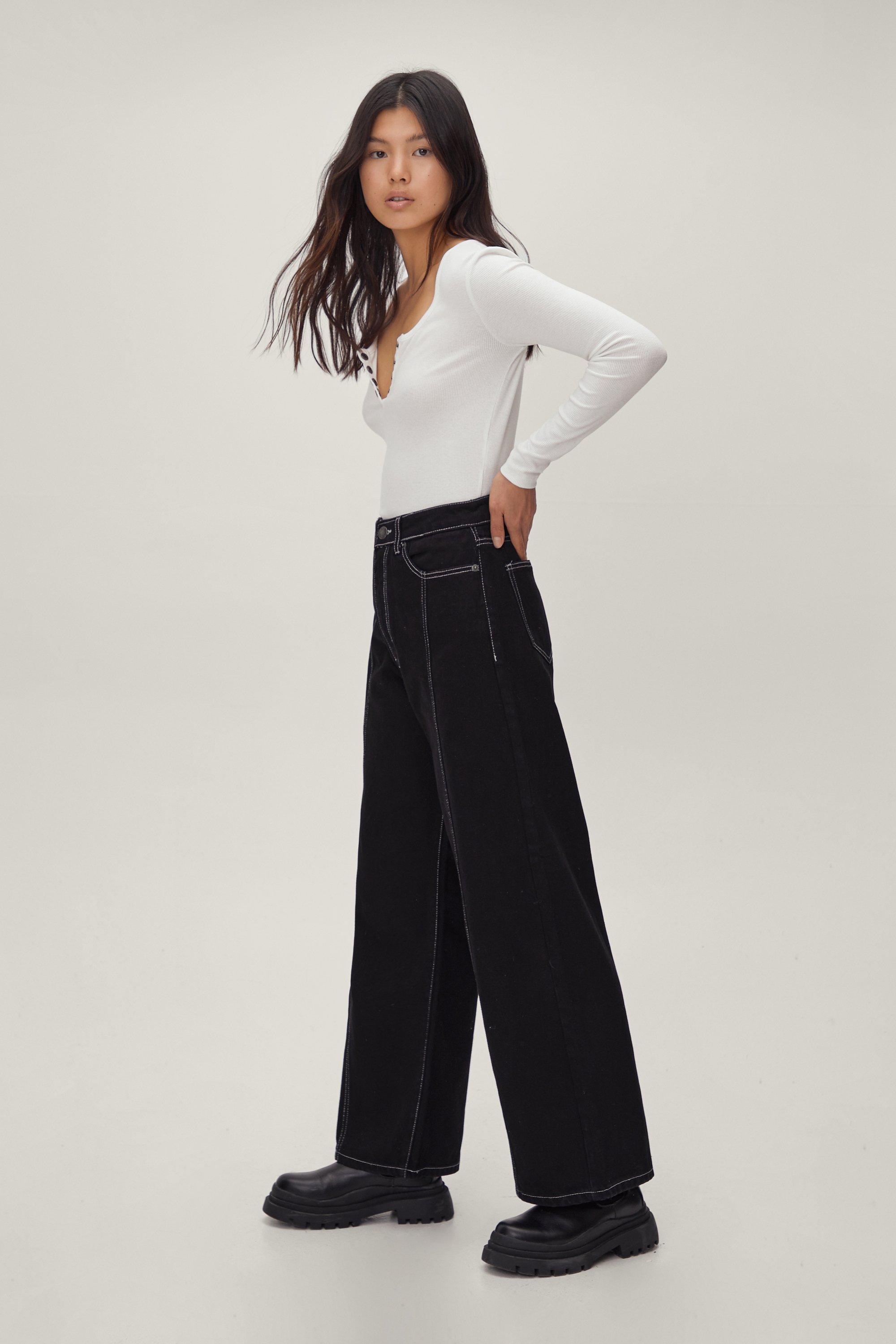 Wide leg shop black denim