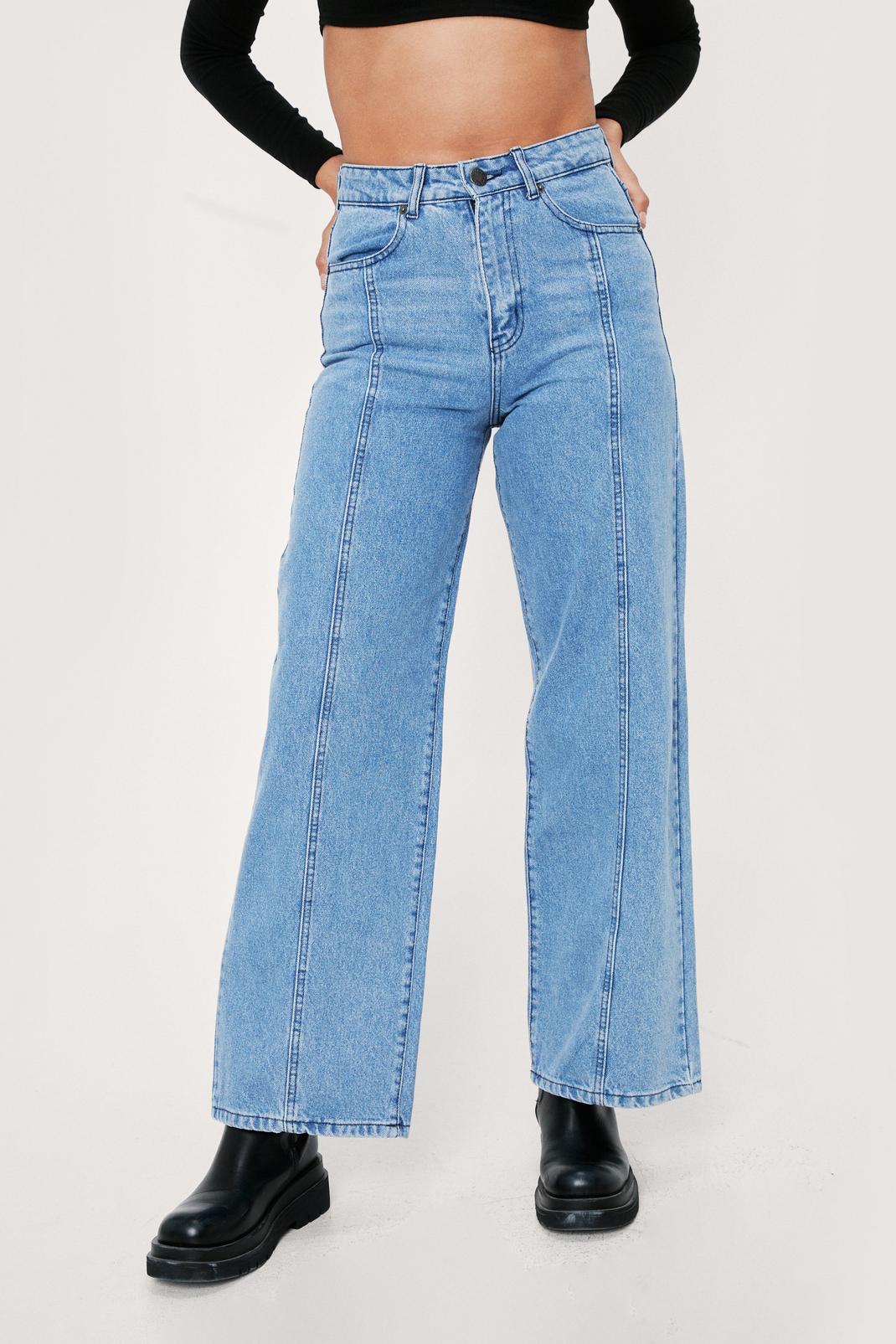 106 Organic Denim Stitch Front Wide Leg Jeans image number 2