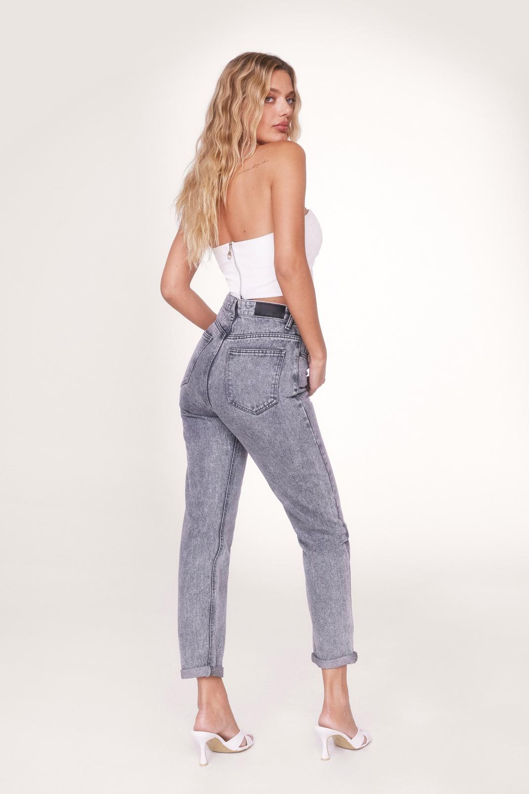 Grey Organic Cotton Slim Fit Mom Jeans image number 1
