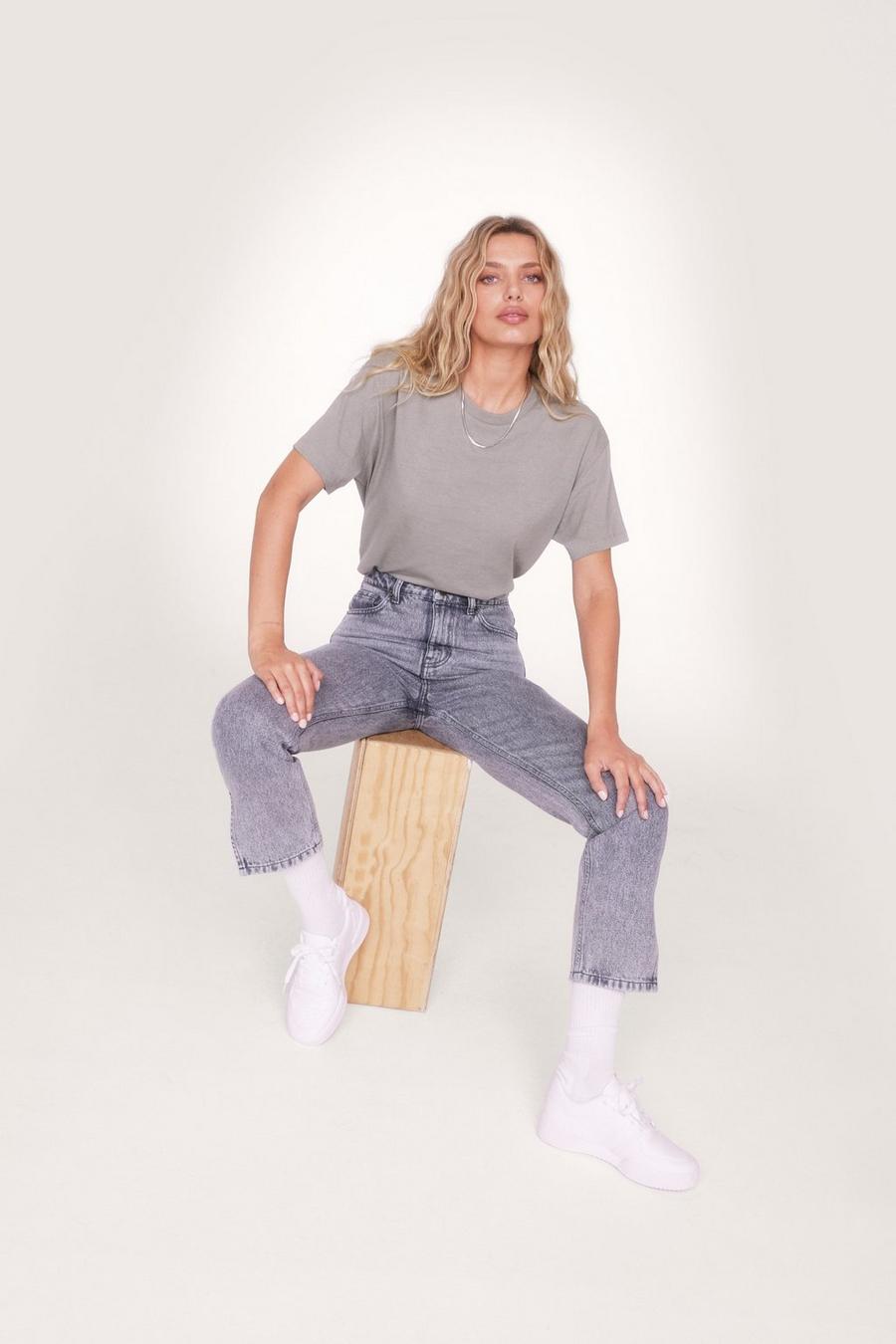 Organic Denim Split Hem Mom Jeans