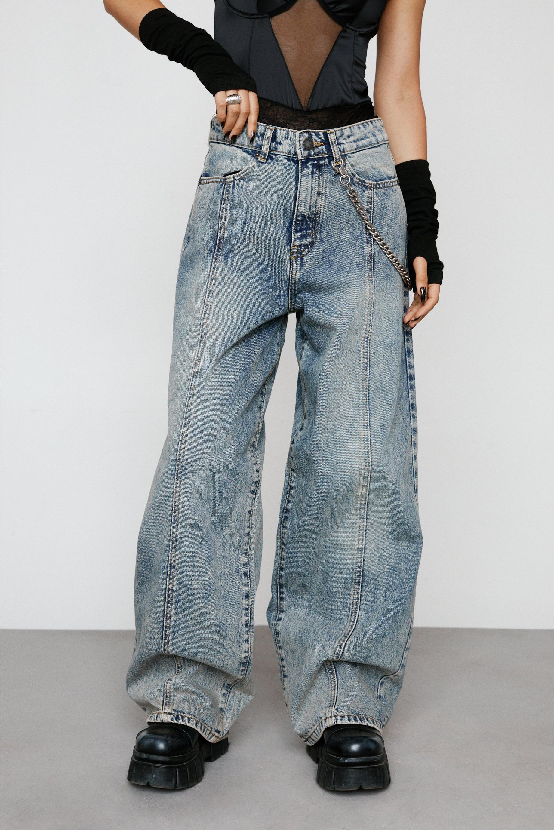 Organic Denim Seam Front Wide Leg Jeans