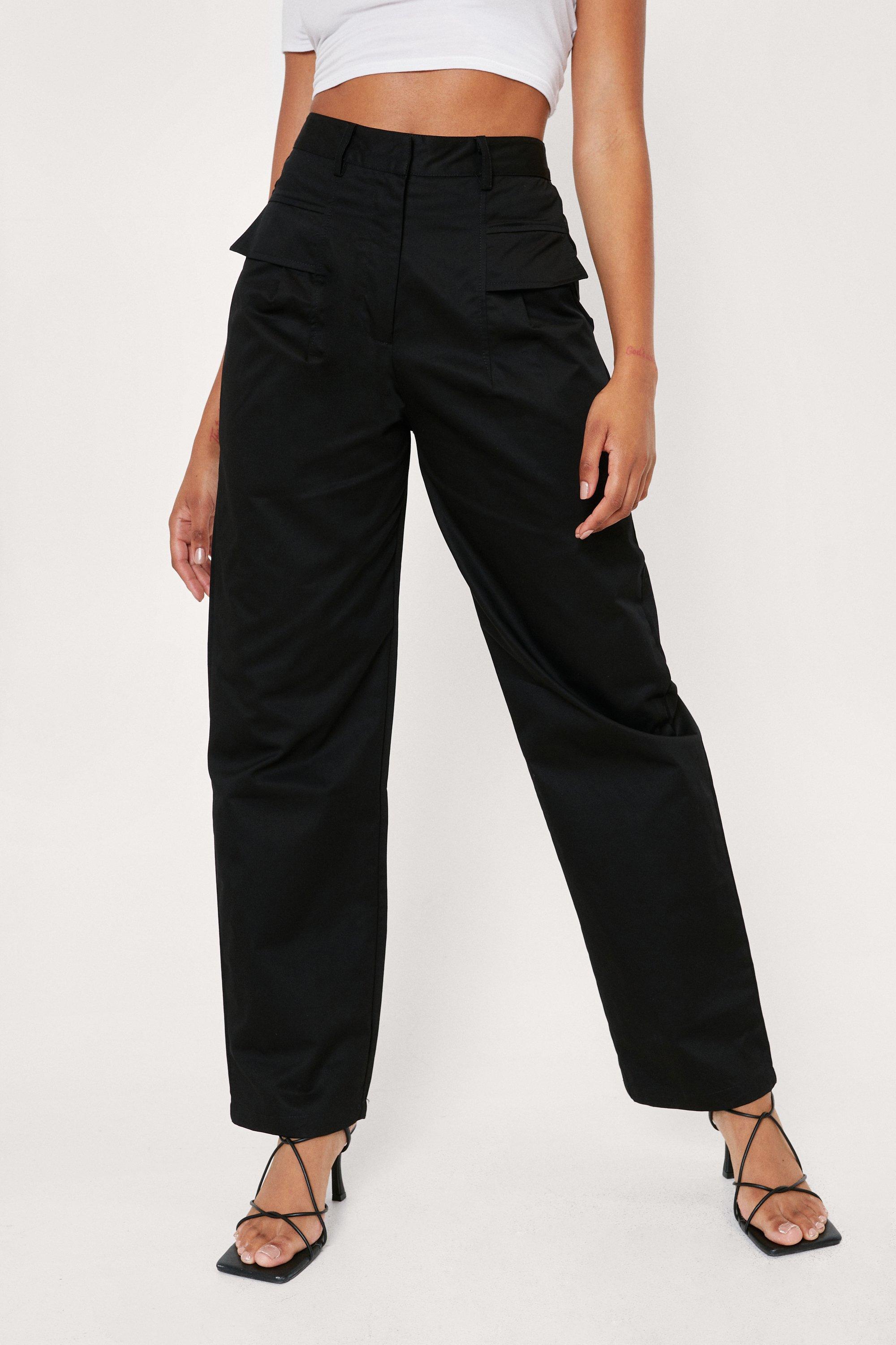 Petite Black Pocket Detail Cargo Trouser