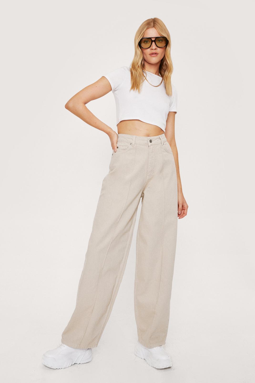 Sand Seam Front Wide Leg Jeans image number 1
