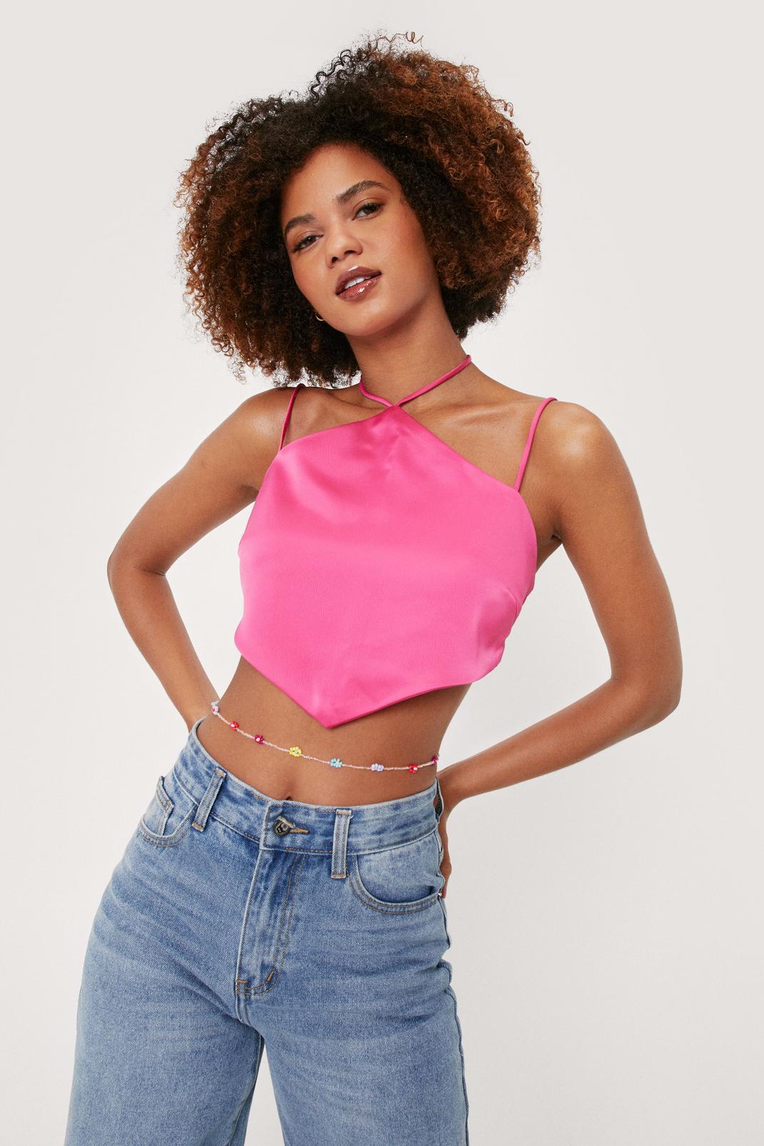 satin halter crop top