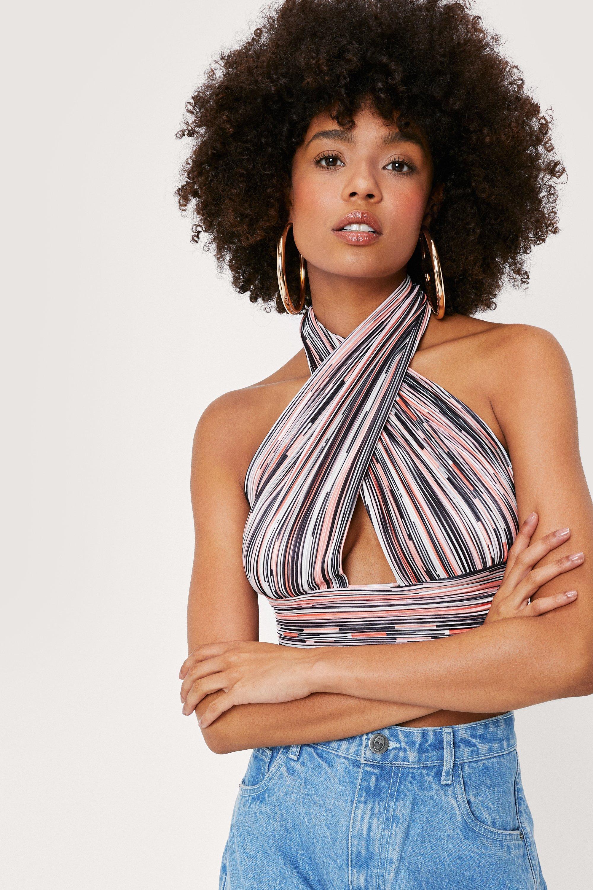 striped halter neck top