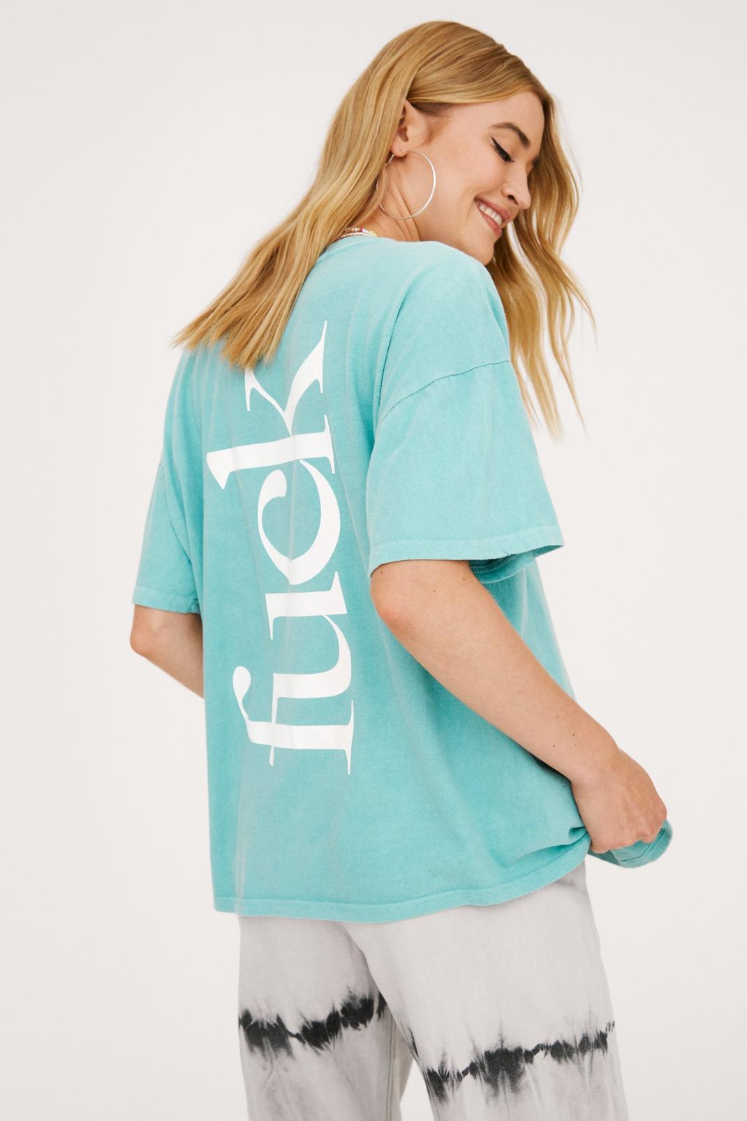 Aqua Fuck Back Placement Graphic T-Shirt image number 1