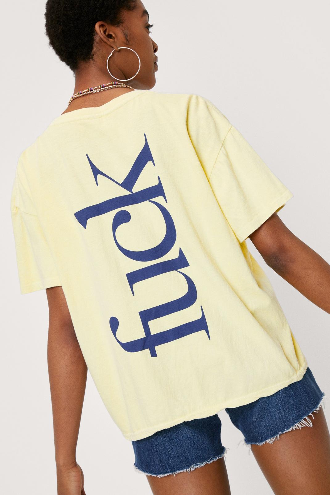 T-shirt ample à impressions F*ck au dos, Lemon image number 1