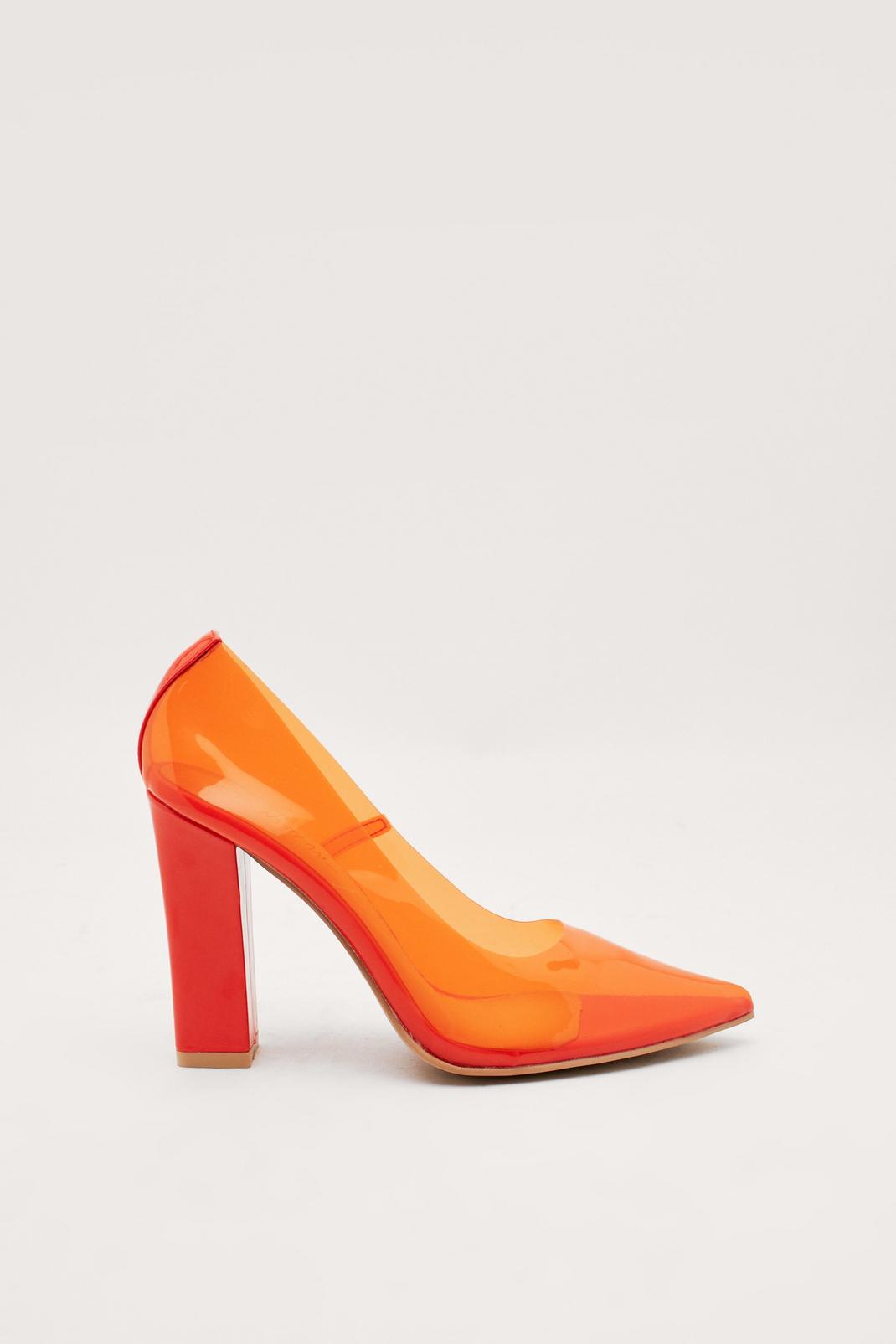 Chaussures à talons transparentes et pointues, Orange image number 1
