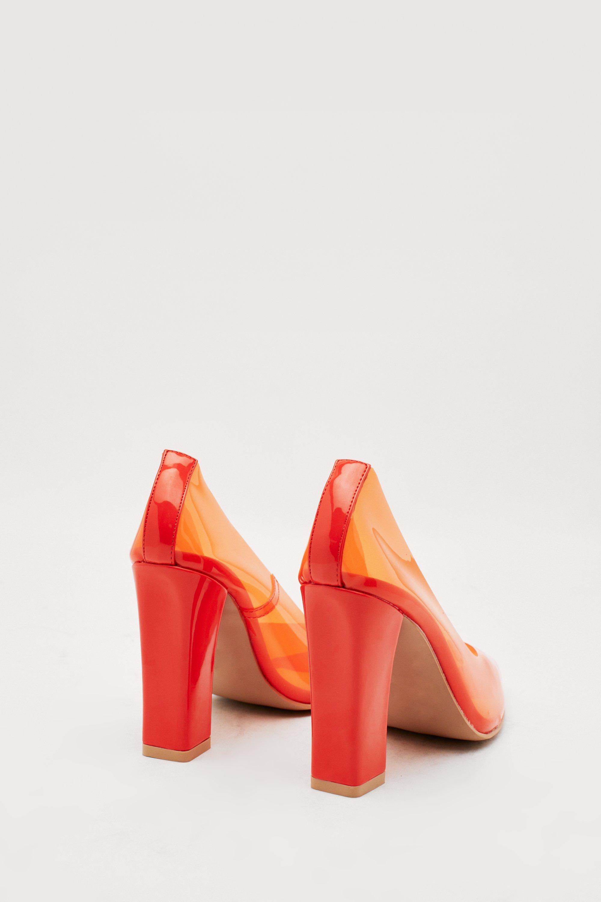 Clear pointed cheap block heels