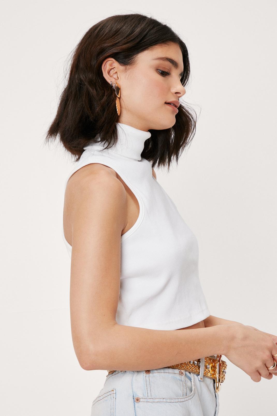 Ribbed Turtleneck Sleeveless Crop Top Nasty Gal 