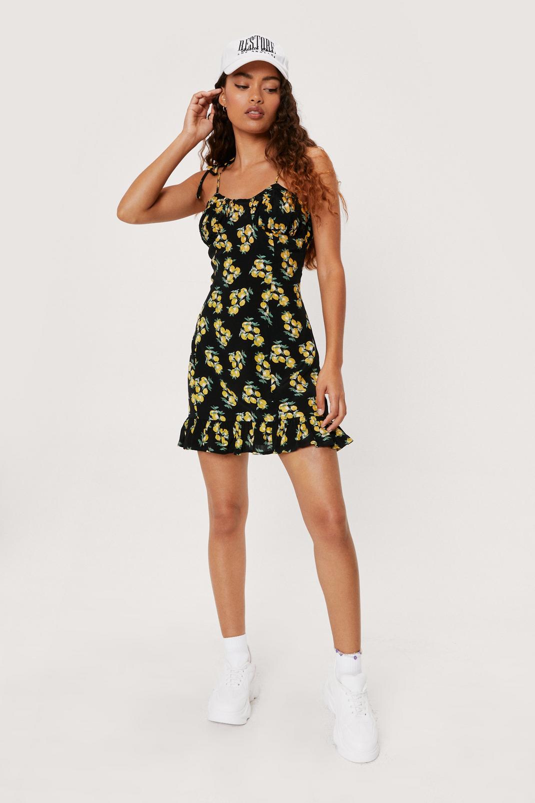 105 Petite Lemon Print Mini Dress image number 2