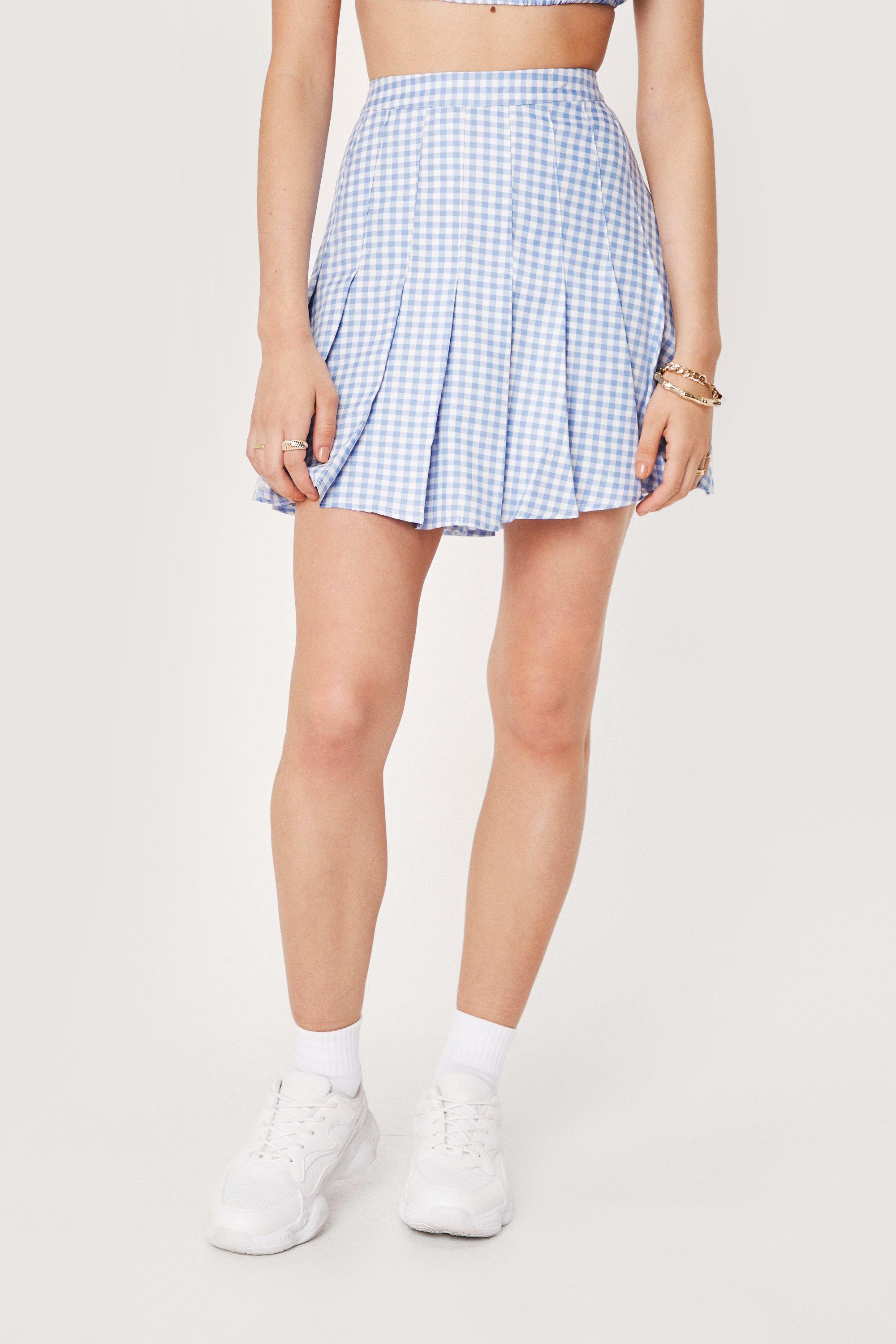 pleated gingham skirt