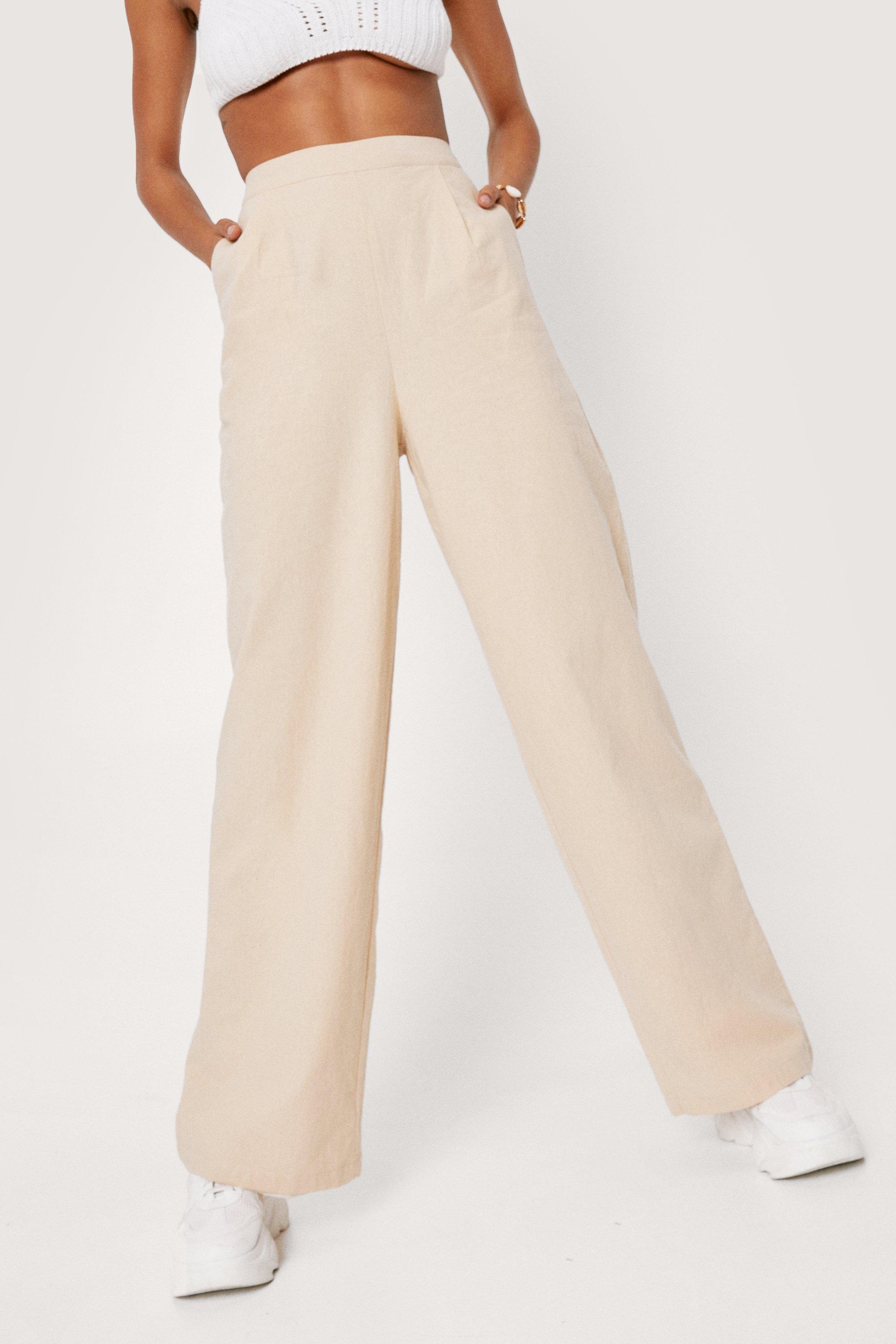 cream high waisted wide leg pants