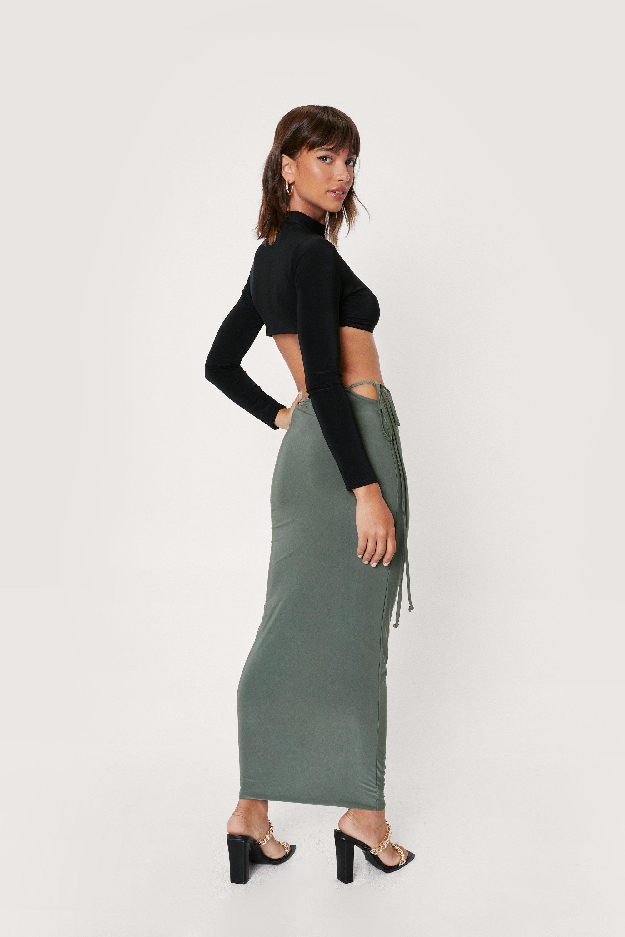 Bodycon hotsell khaki skirt