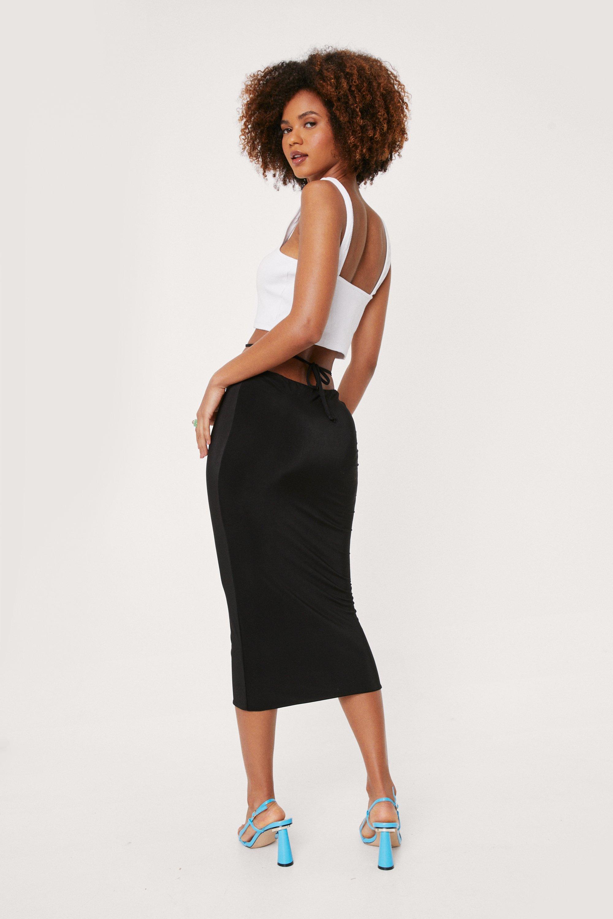 High Waisted Cut Out Midi Skirt