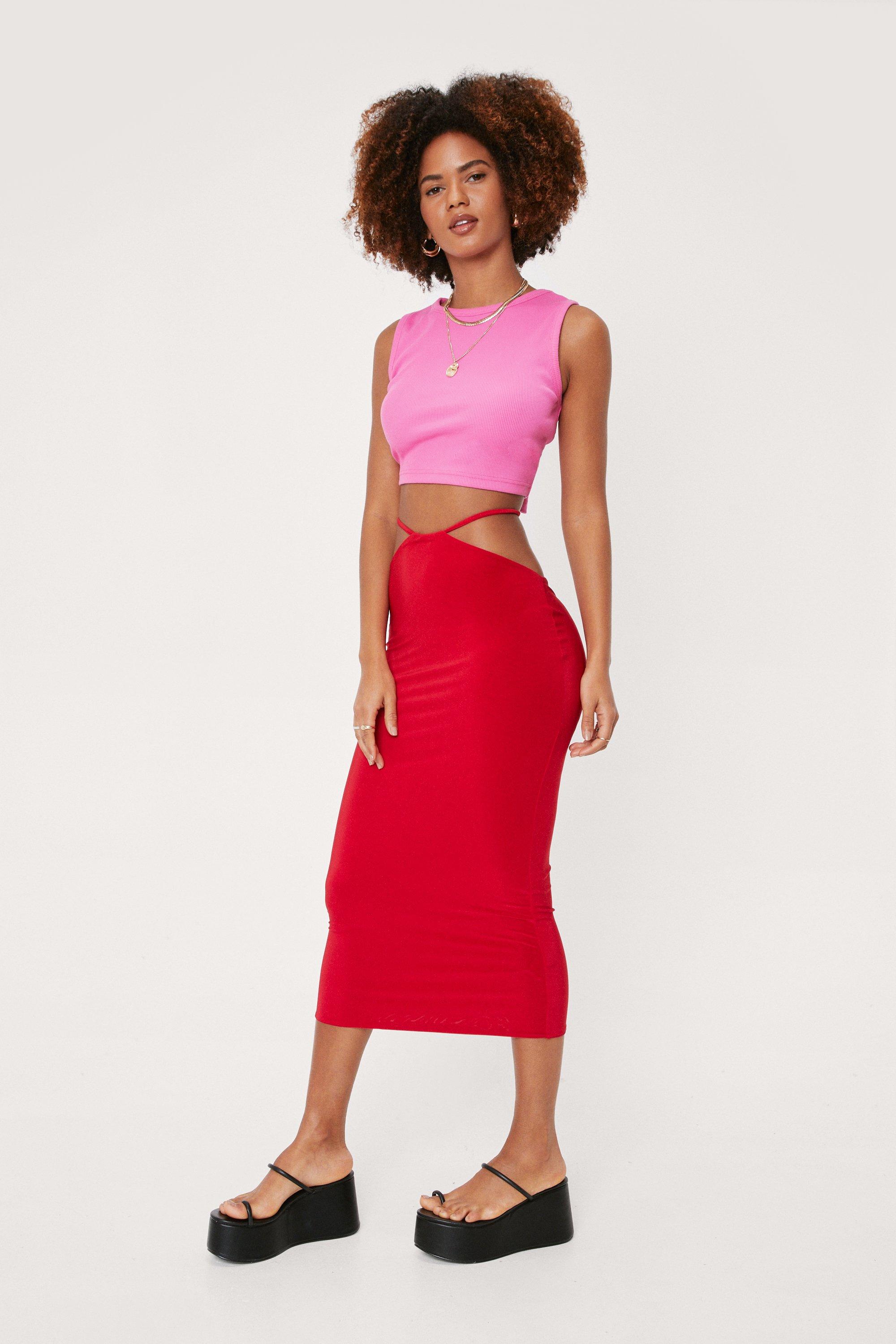 Nasty gal hotsell pink midi skirt