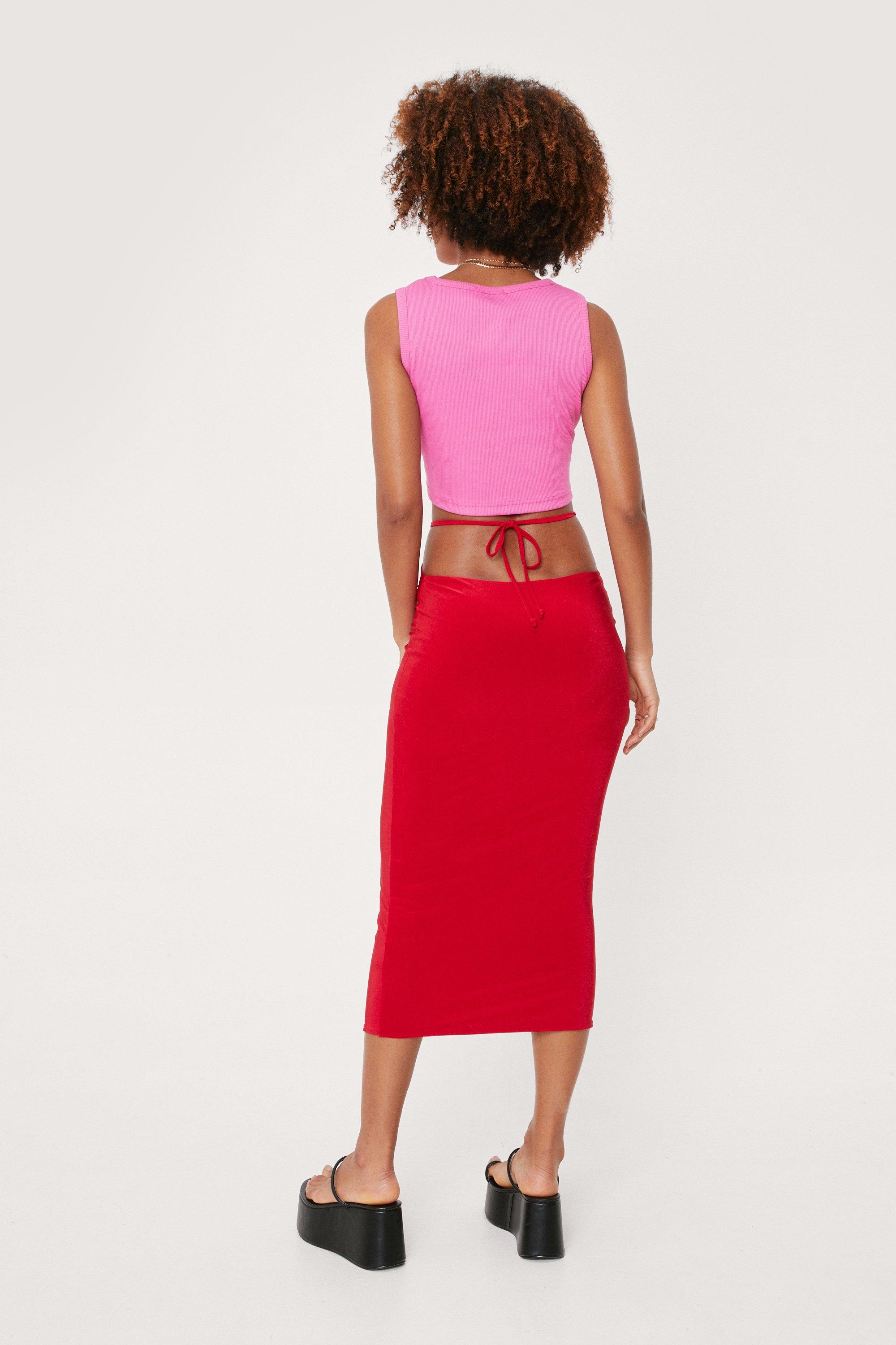 Nasty gal red outlet midi skirt