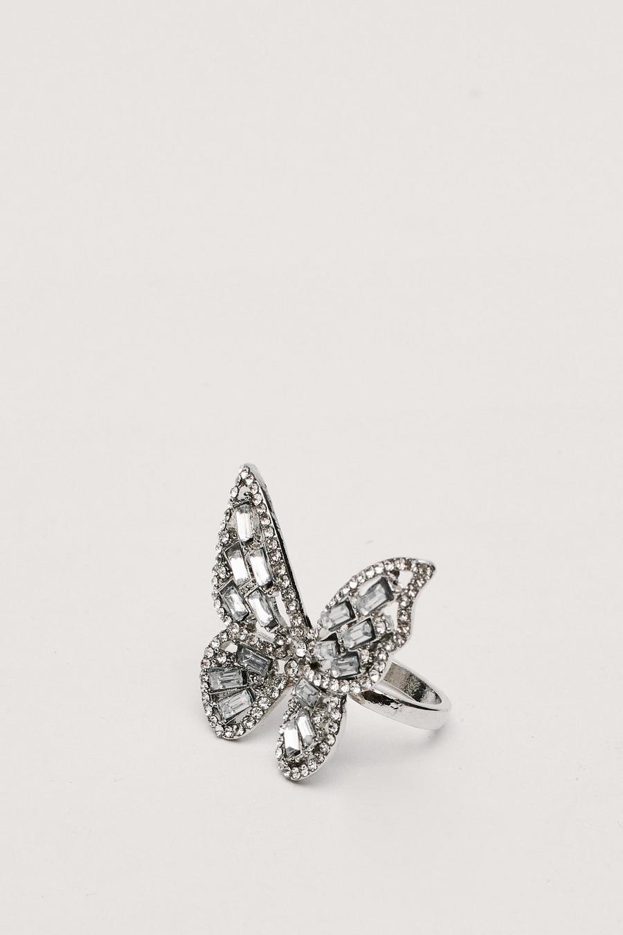 Diamante Statement Butterfly Ring