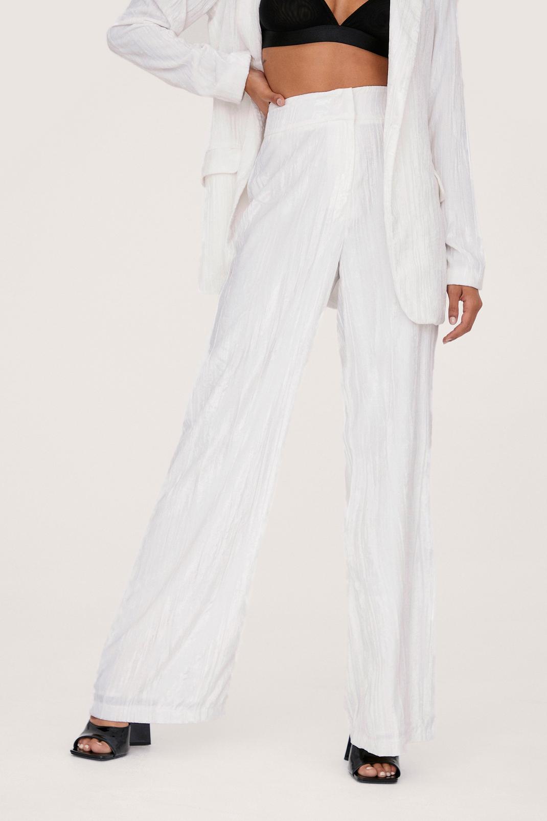 crushed velvet high waisted wide leg pants