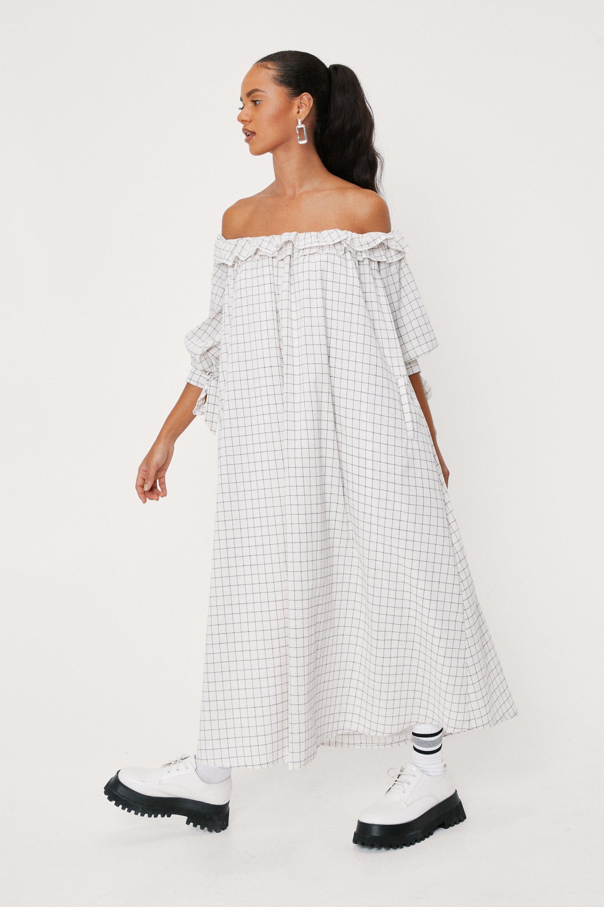 nasty gal white off the shoulder dress