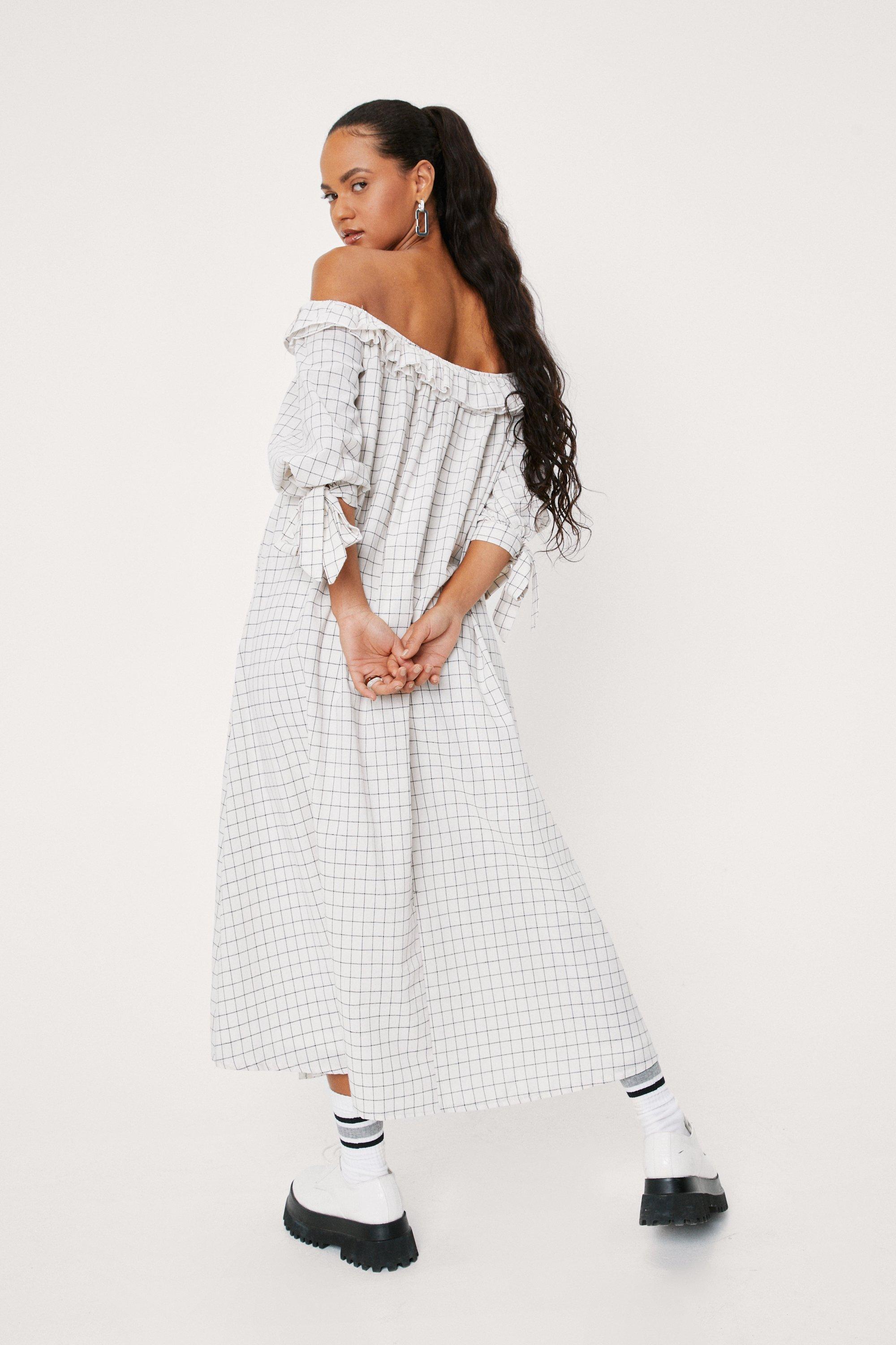 nasty gal white off the shoulder dress