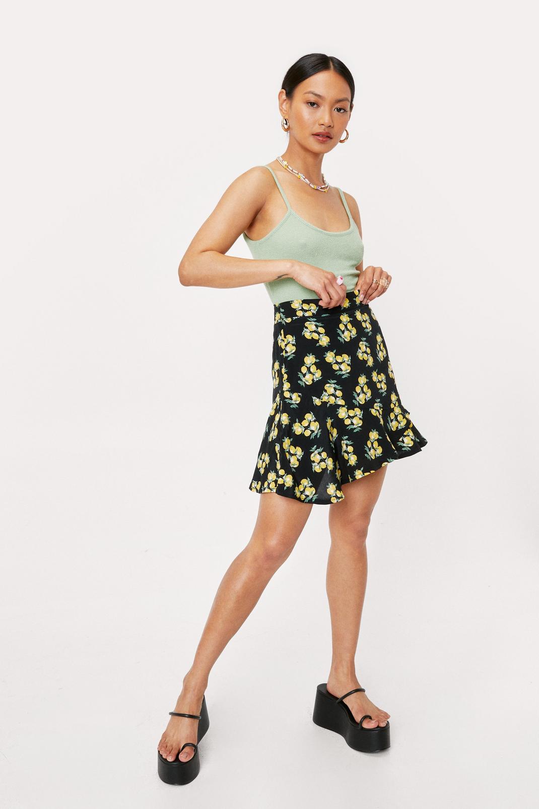Petite - Mini jupe volantée à imprimé citrons, 105 image number 2