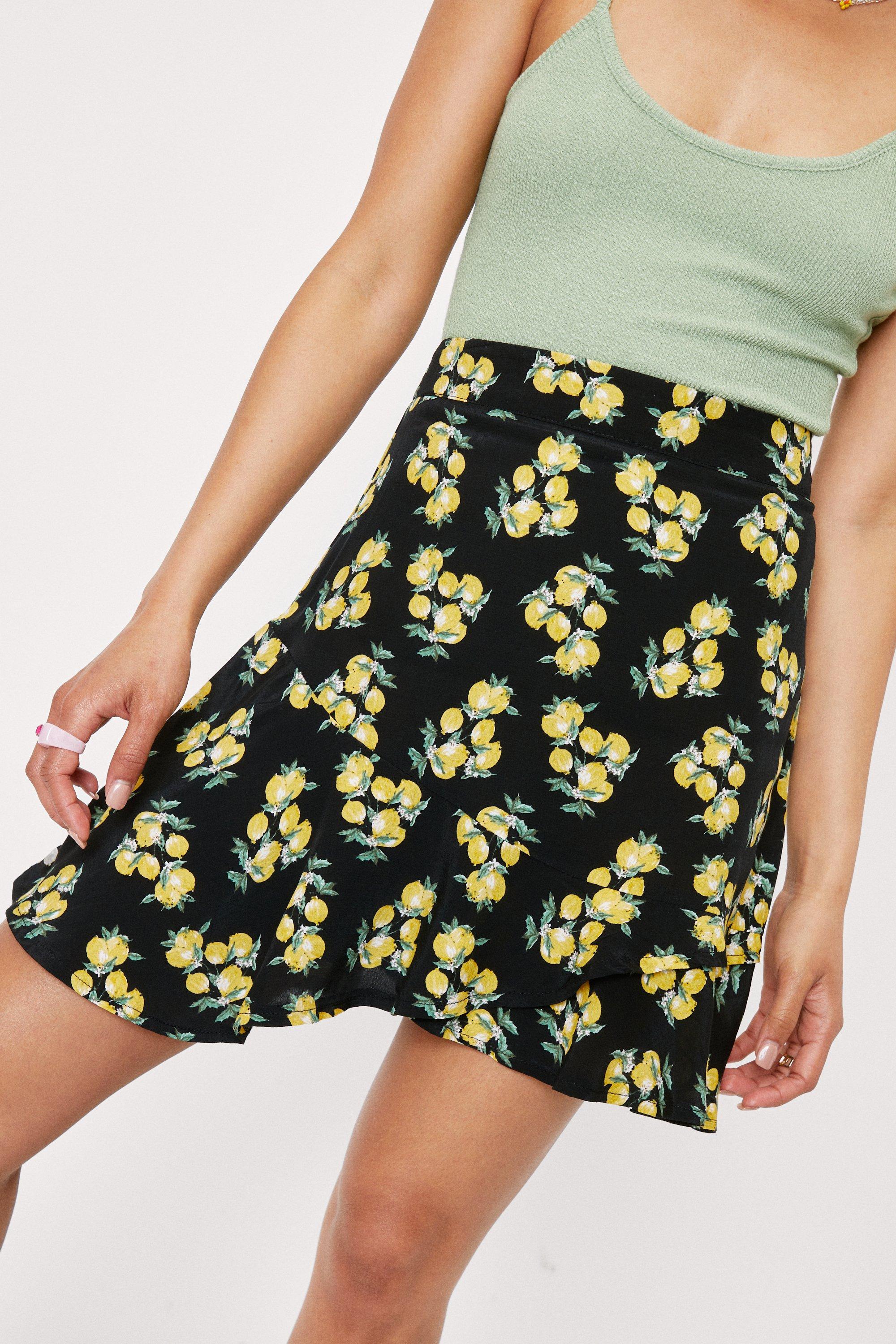 Lemon print outlet skirt