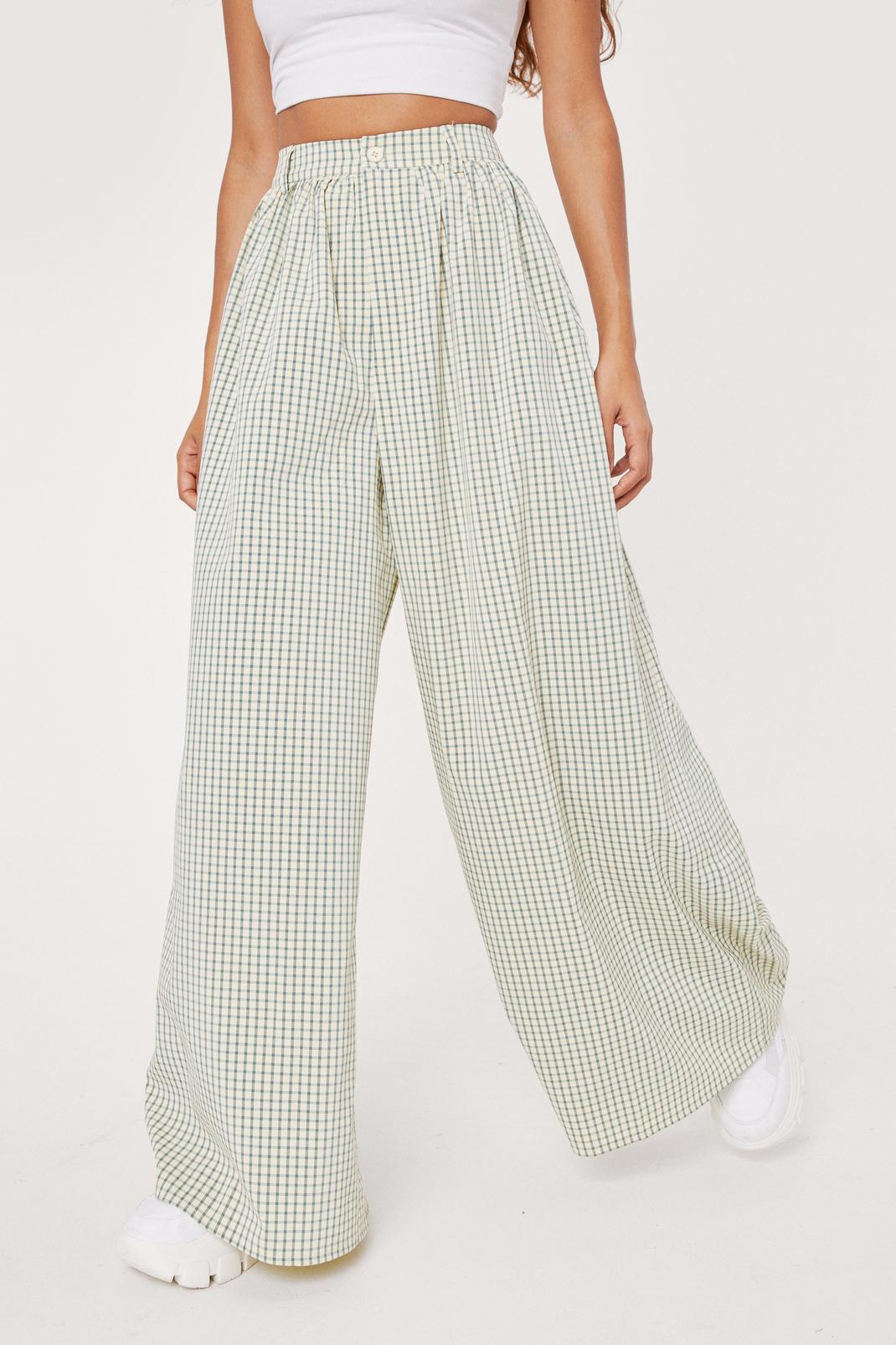 130 Petite Oversized Wide Leg Check Trousers image number 2