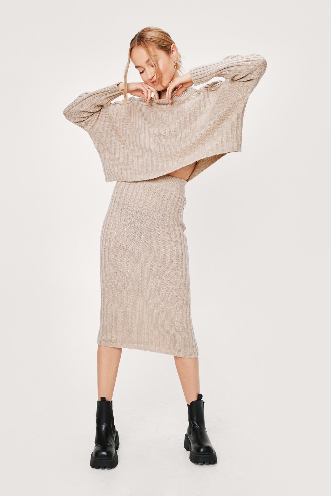 150 Soft Knit Sweater and Midi Skirt Set image number 1