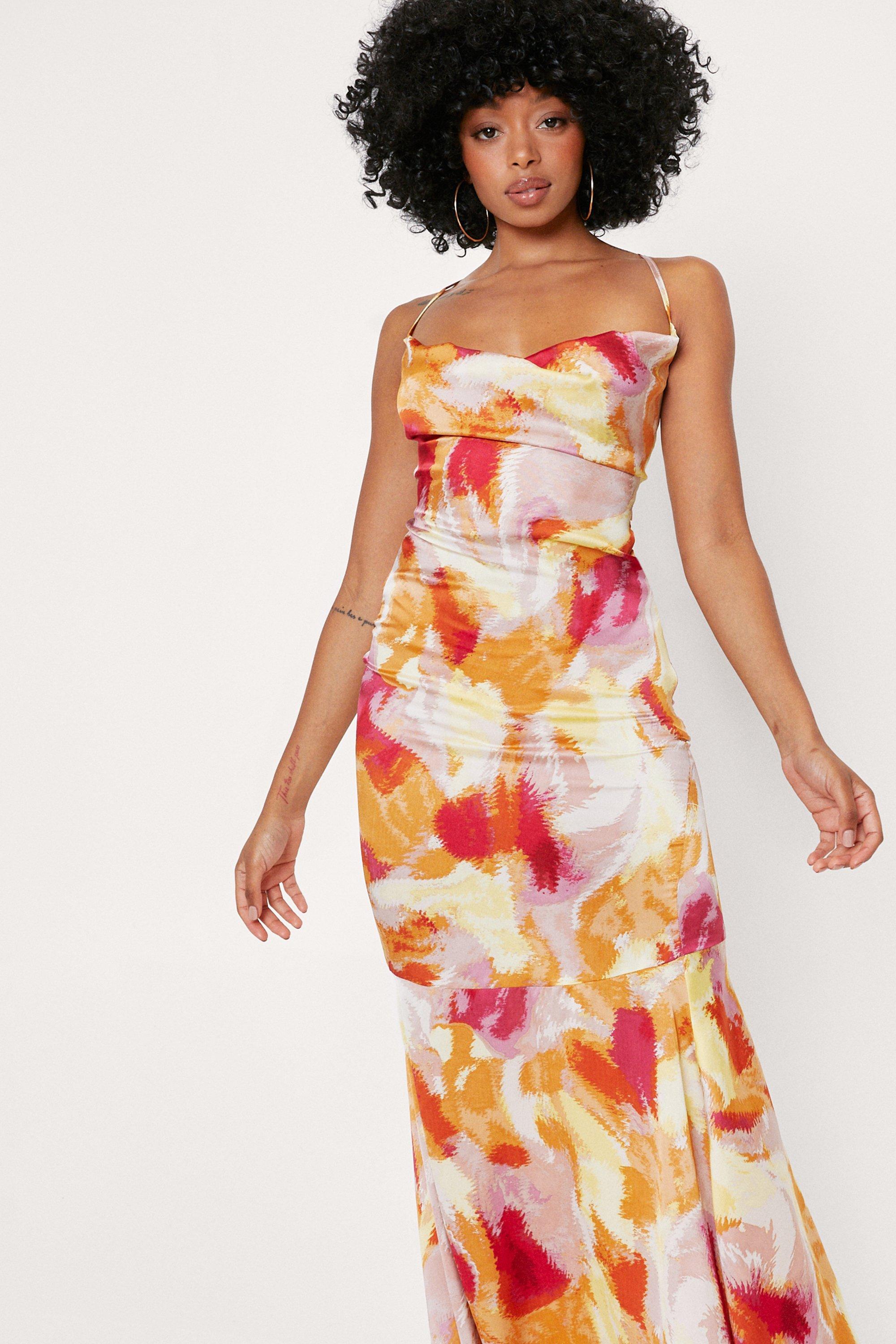 Petite Cross Back Tie Dye Maxi Dress