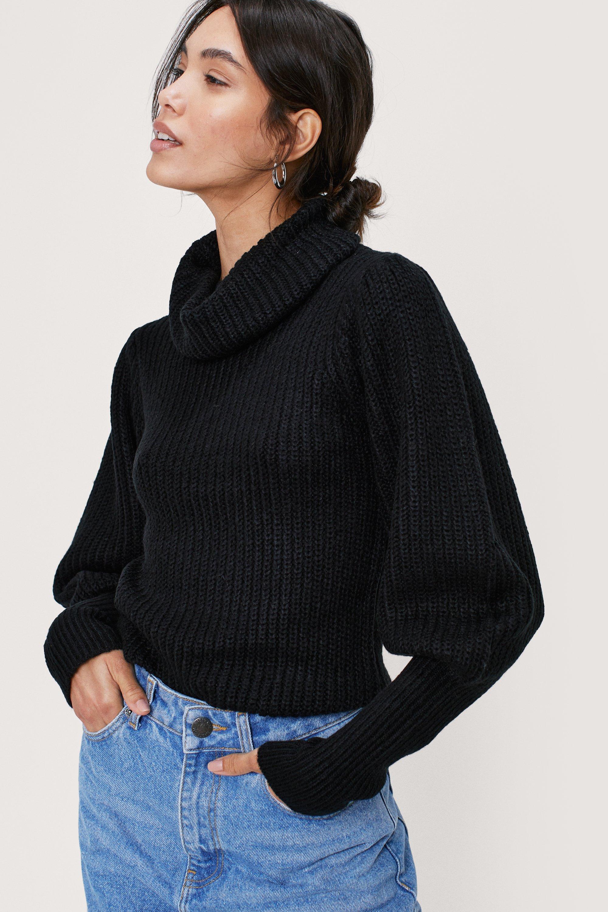 Puff sleeve roll neck on sale jumper