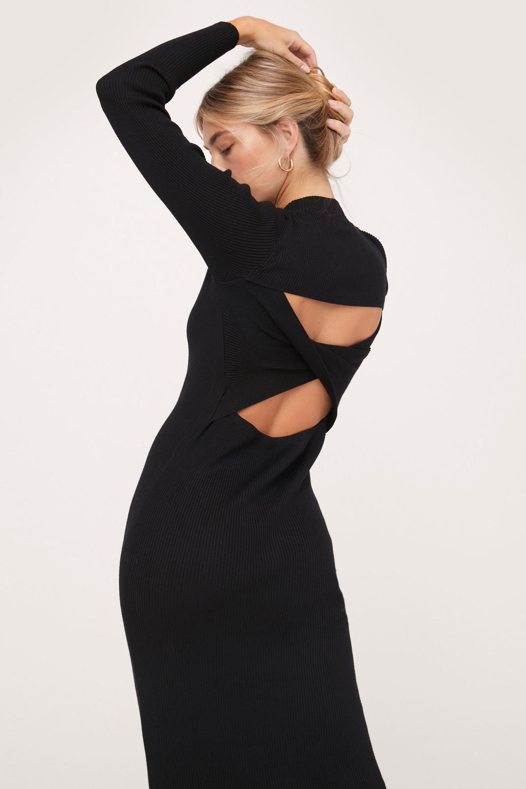 105 Knitted Twist Open Back Midi Dress image number 2