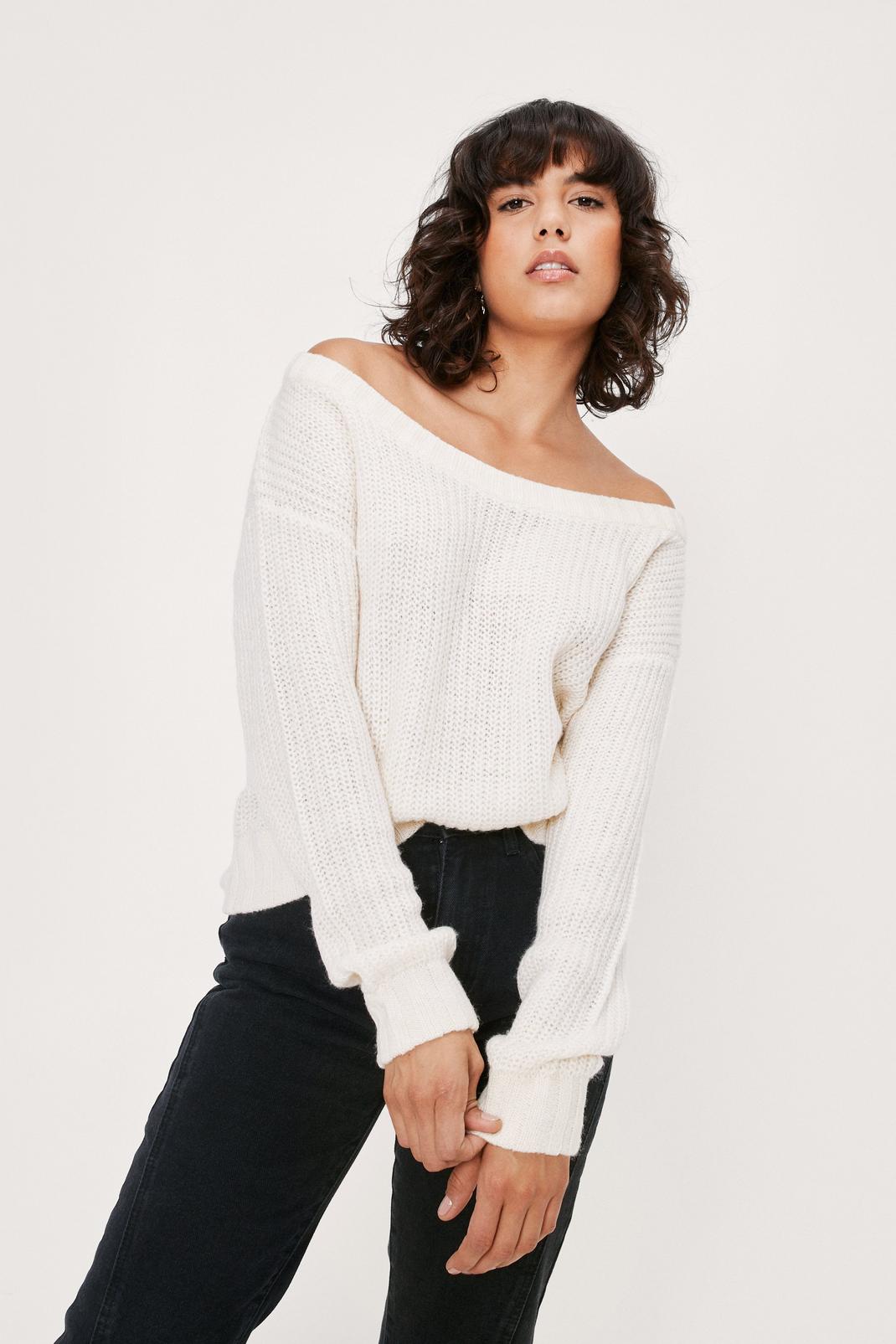 123 Off the Shoulder Relaxed Soft Knit Sweater image number 1