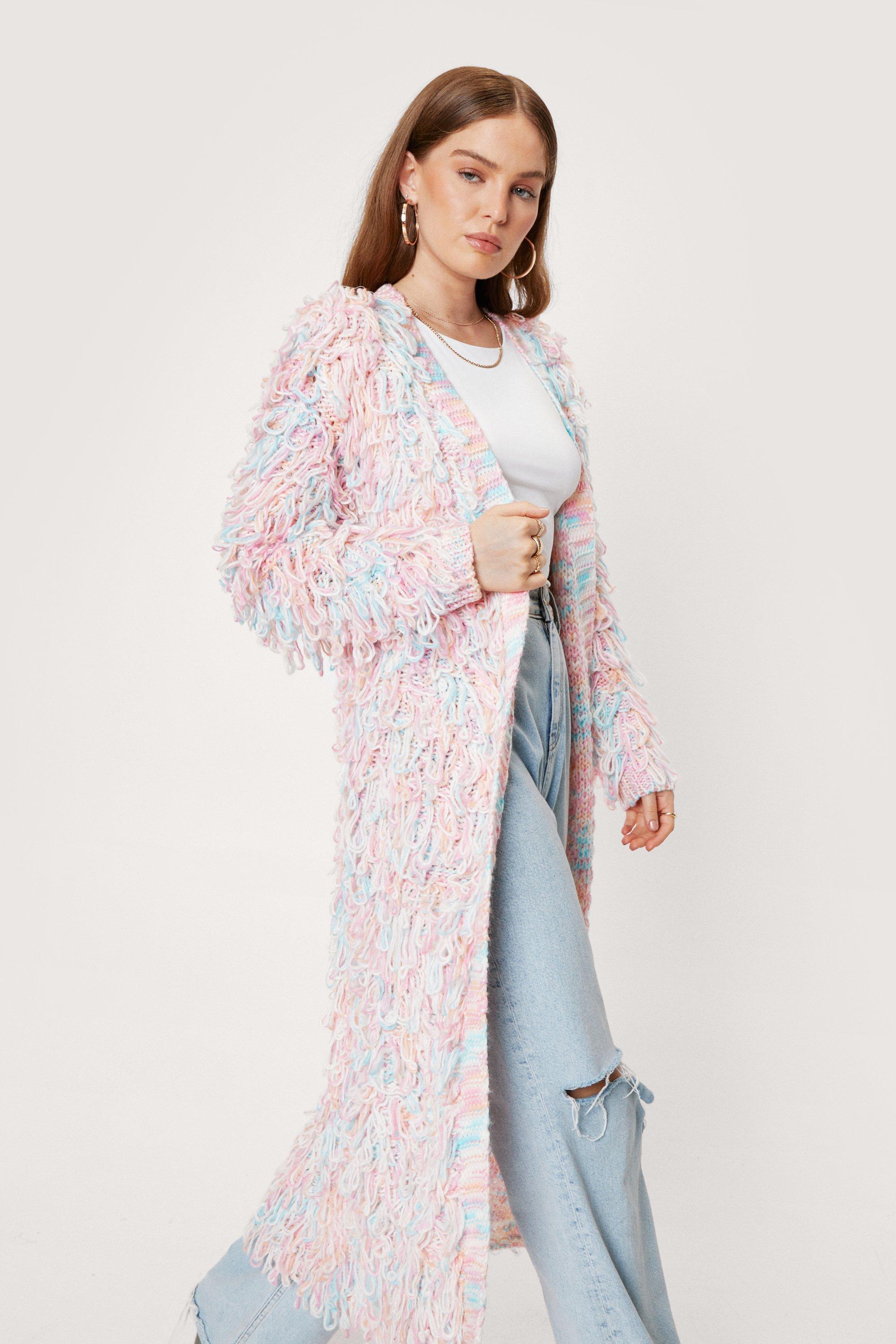 Shaggy Loop Fringe Maxi Cardigan