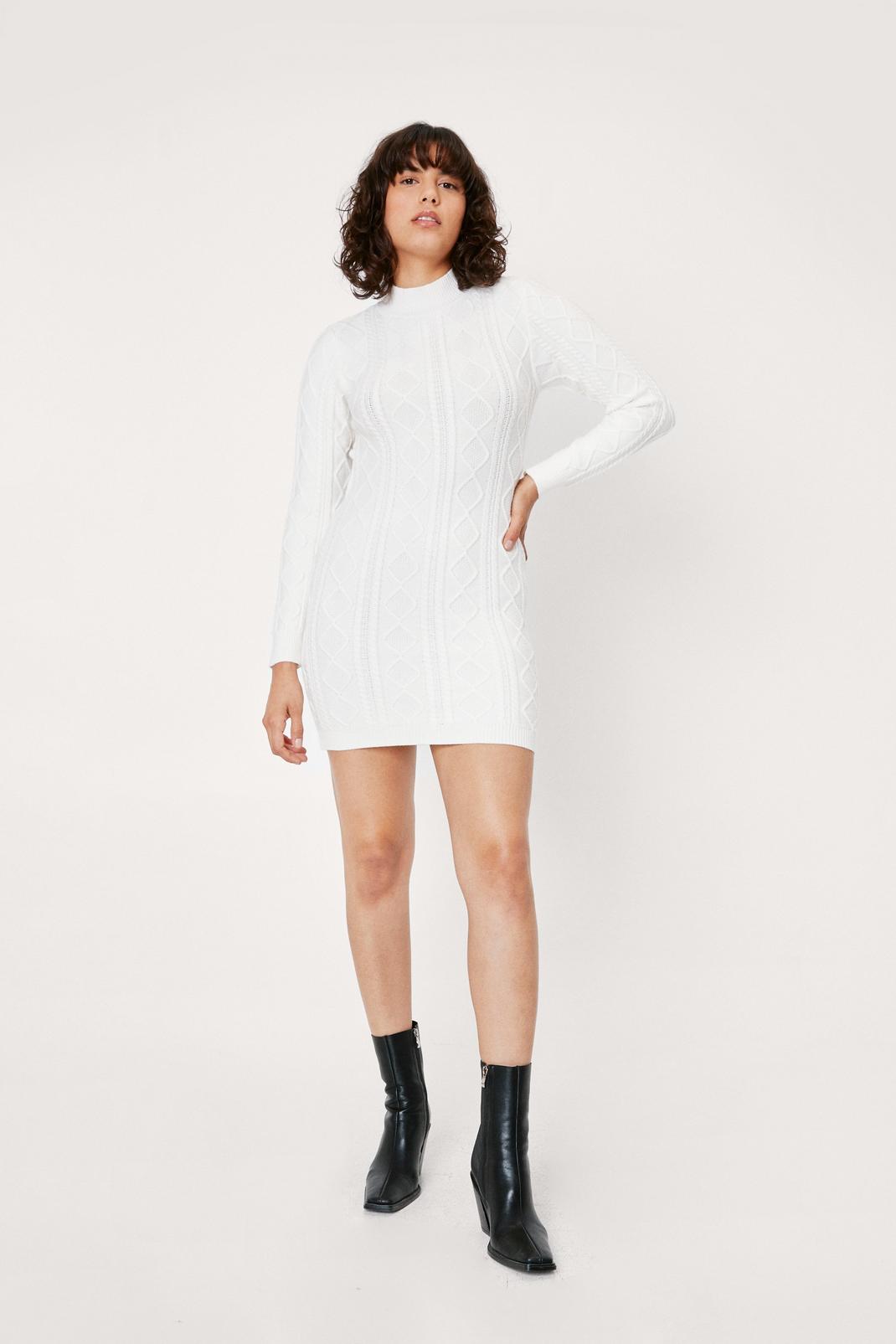 123 Cable Knit Open Back Mini Sweater Dress image number 2