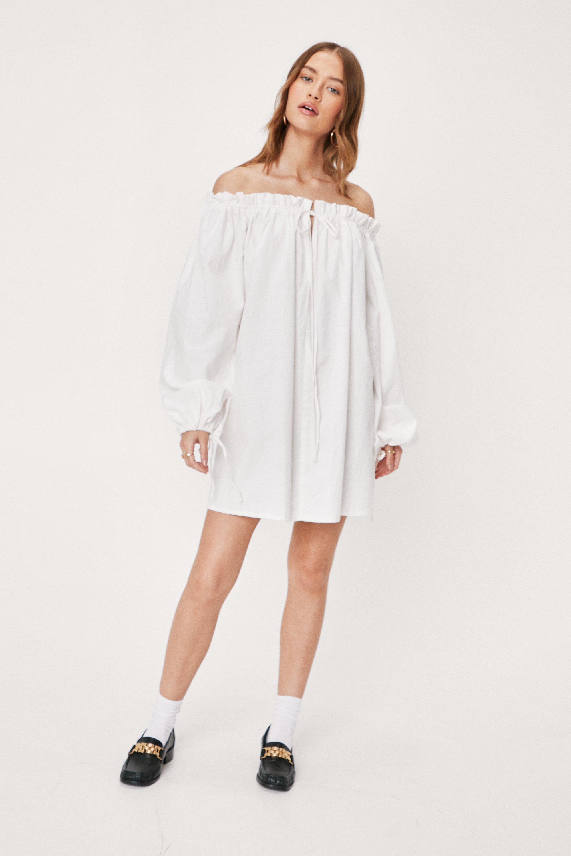 nasty gal white off the shoulder dress