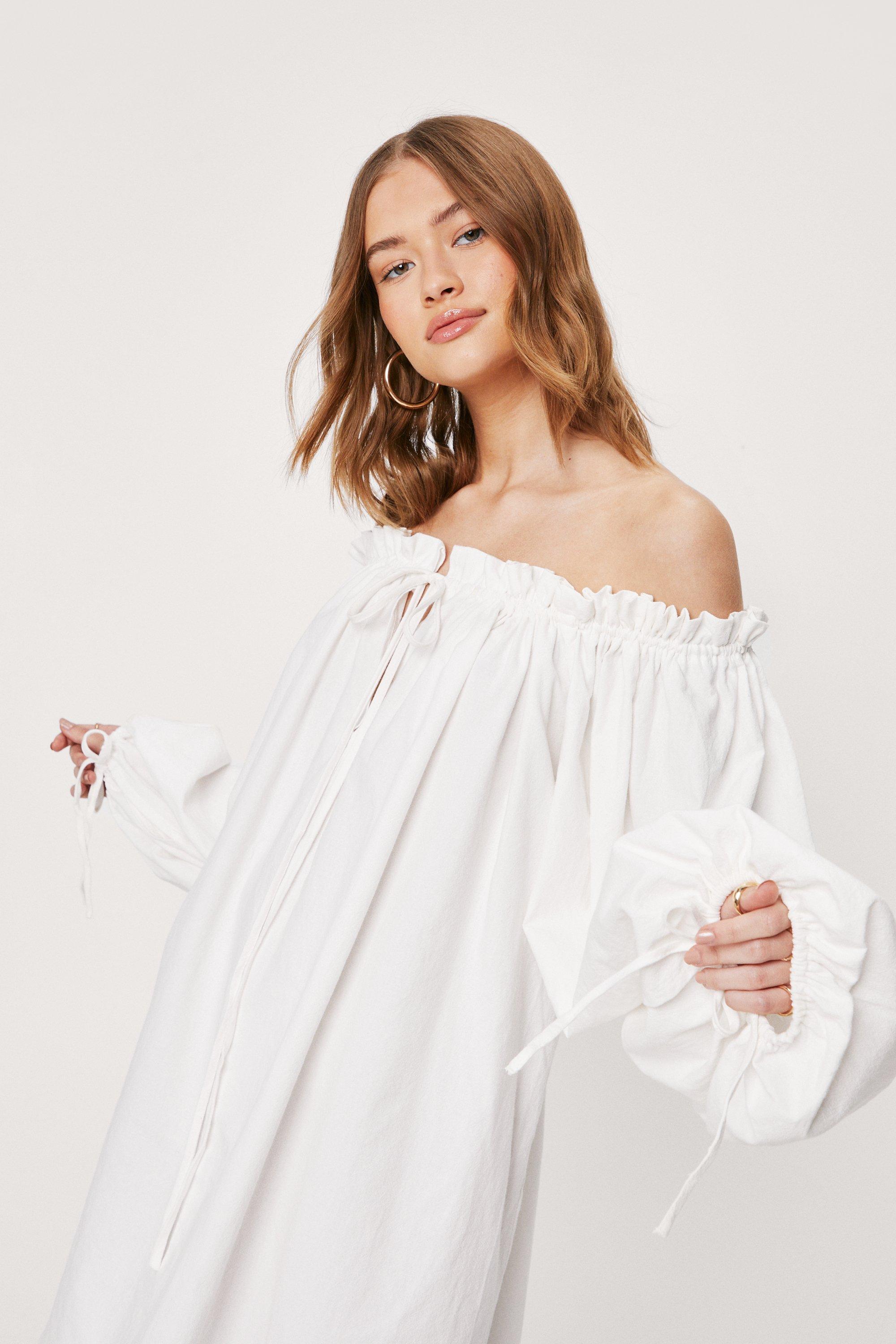 nasty gal white off the shoulder dress