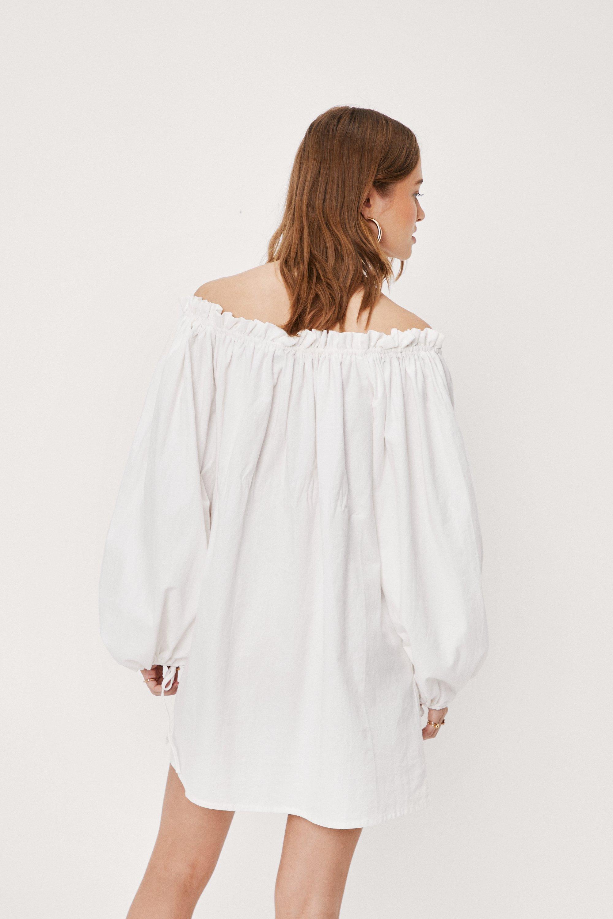 nasty gal white off the shoulder dress