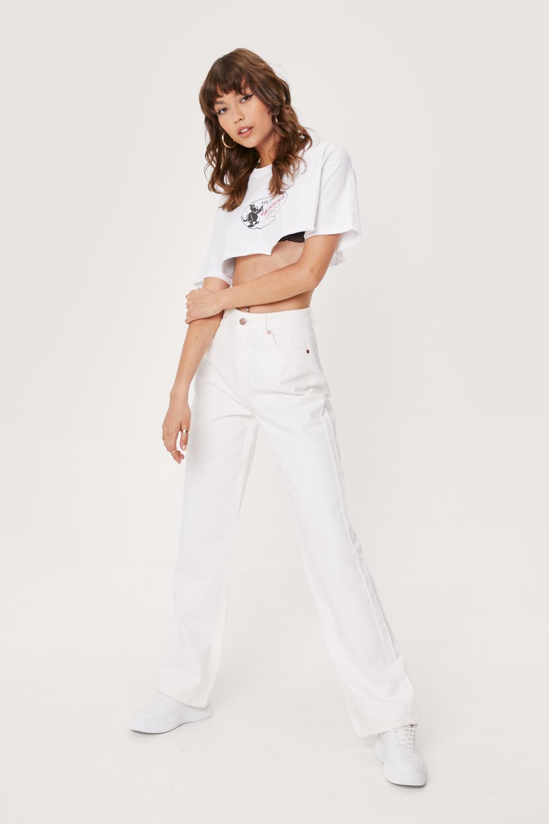 Ecru High Waisted Wide Leg Jeans image number 1