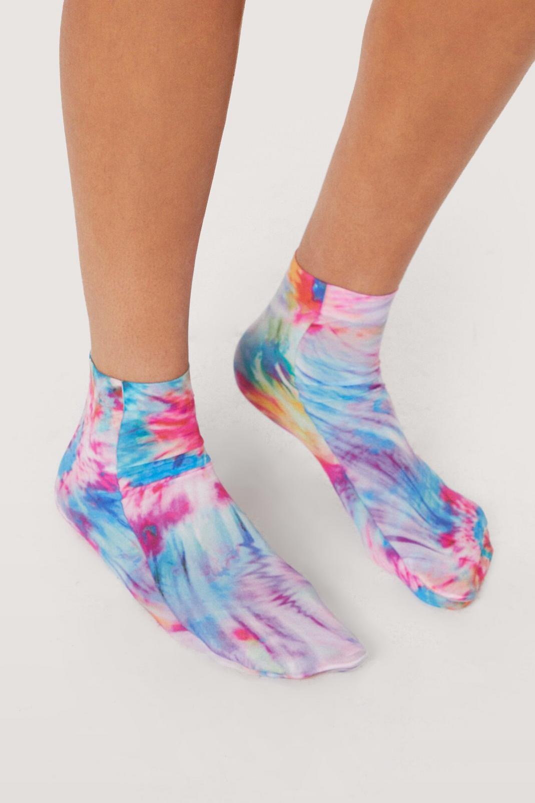 144 Tie Dye Print Ankle Socks image number 2