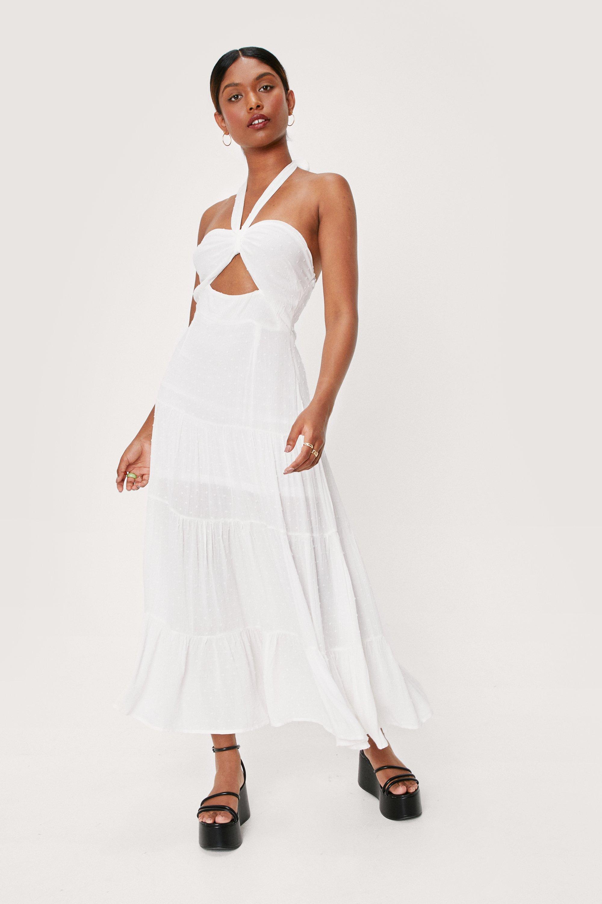 cotton halter neck maxi dress