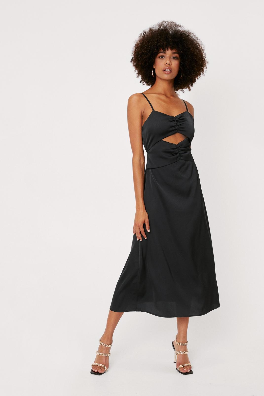 Cut Out Detail Satin Midi Dress image number 1