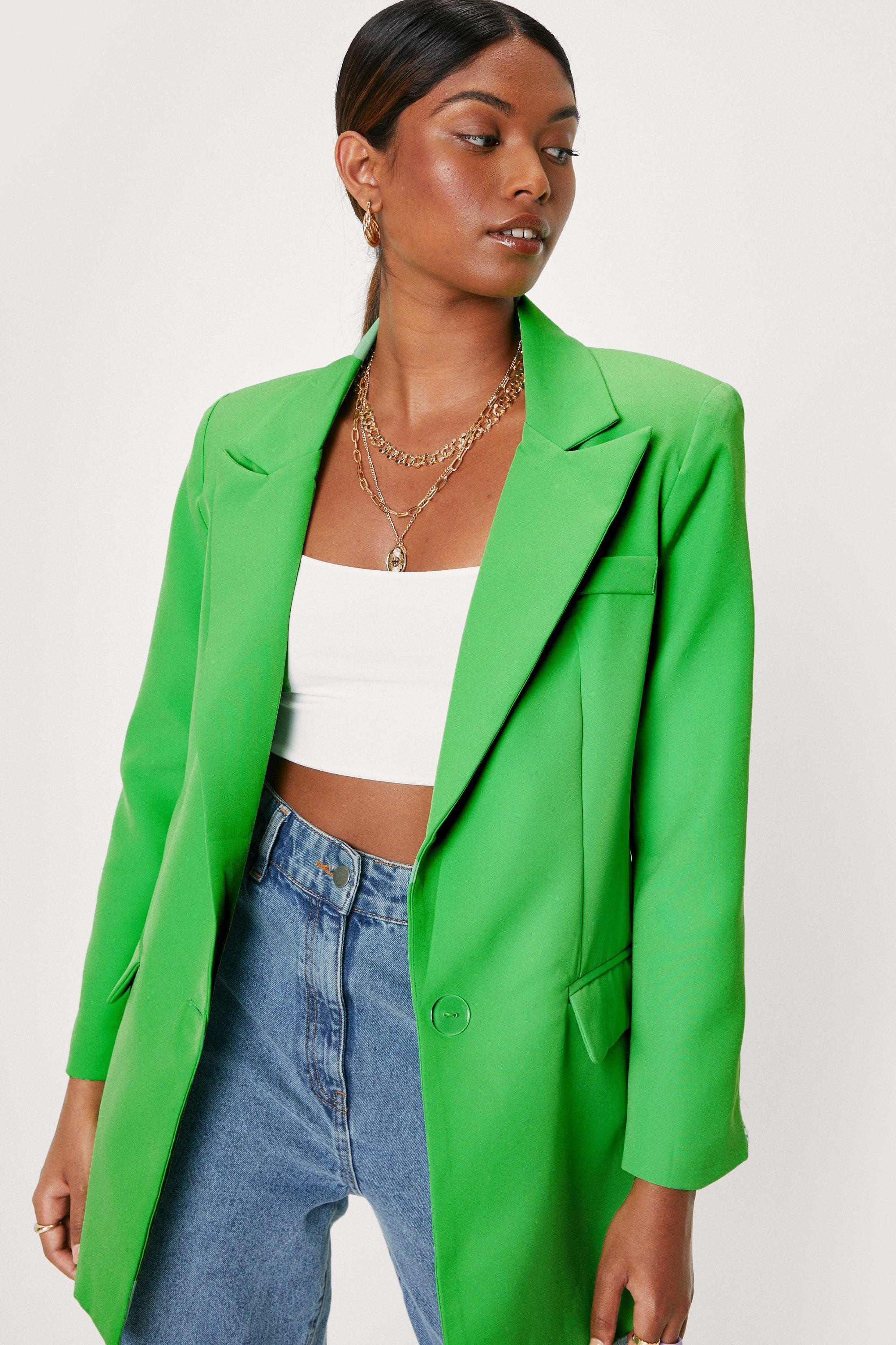 Longline Shoulder Pad Single Breasted Blazer Nasty Gal