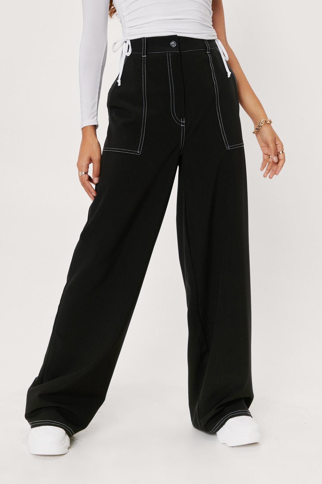 105 Petite Contrast Stitch Wide Leg Trousers image number 2
