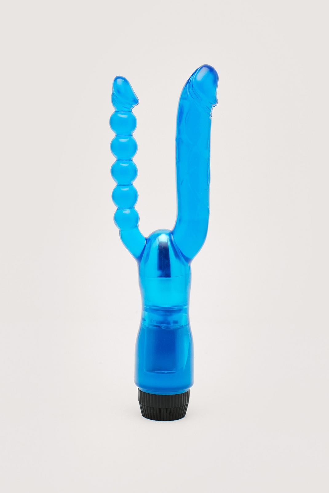 Vibromasseur en silicone à double embout, Blue image number 1