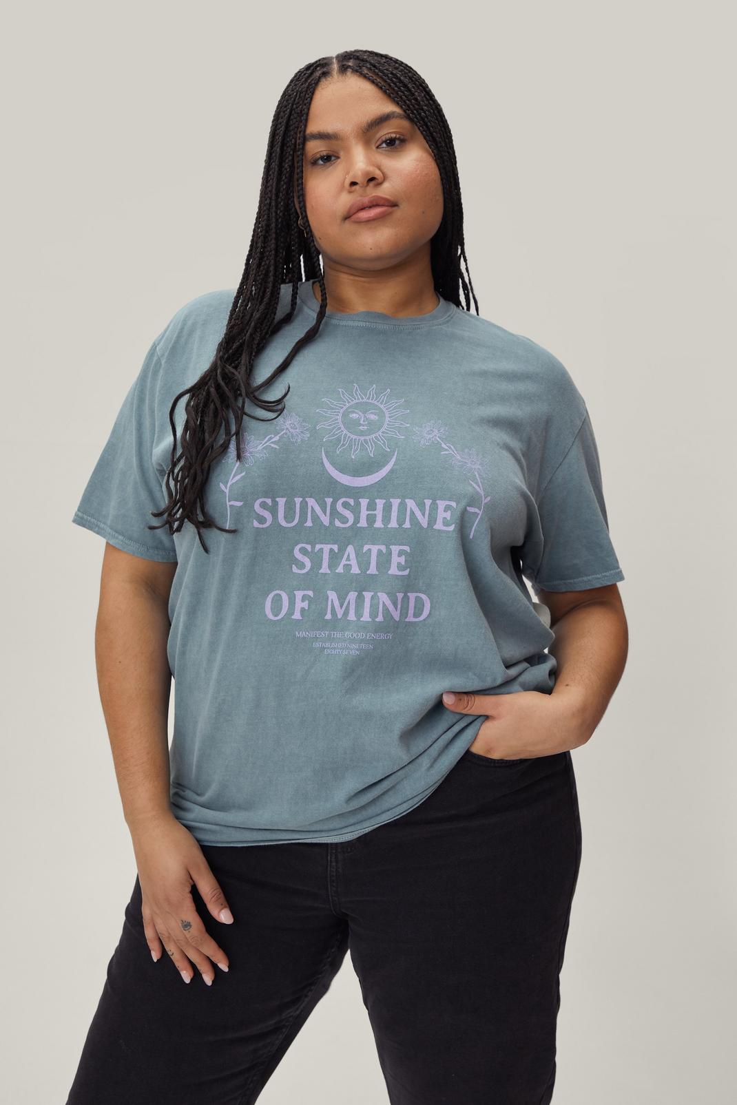 Teal Plus Size Sunshine State of Mind Graphic T-Shirt image number 1